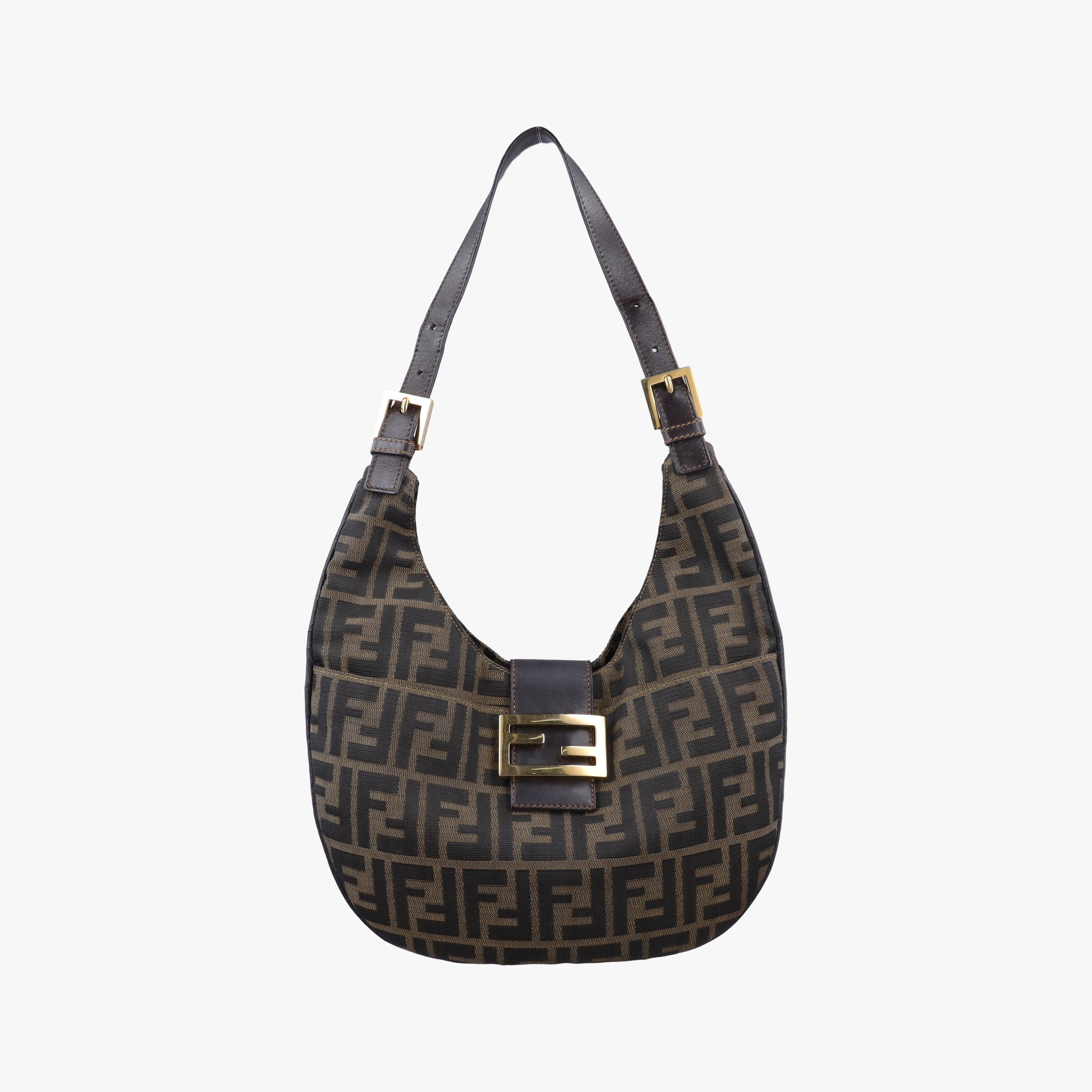 Pre-owned Fendi Zucca Brown canvas x Leather 8BR631 handbag | stylenewstar