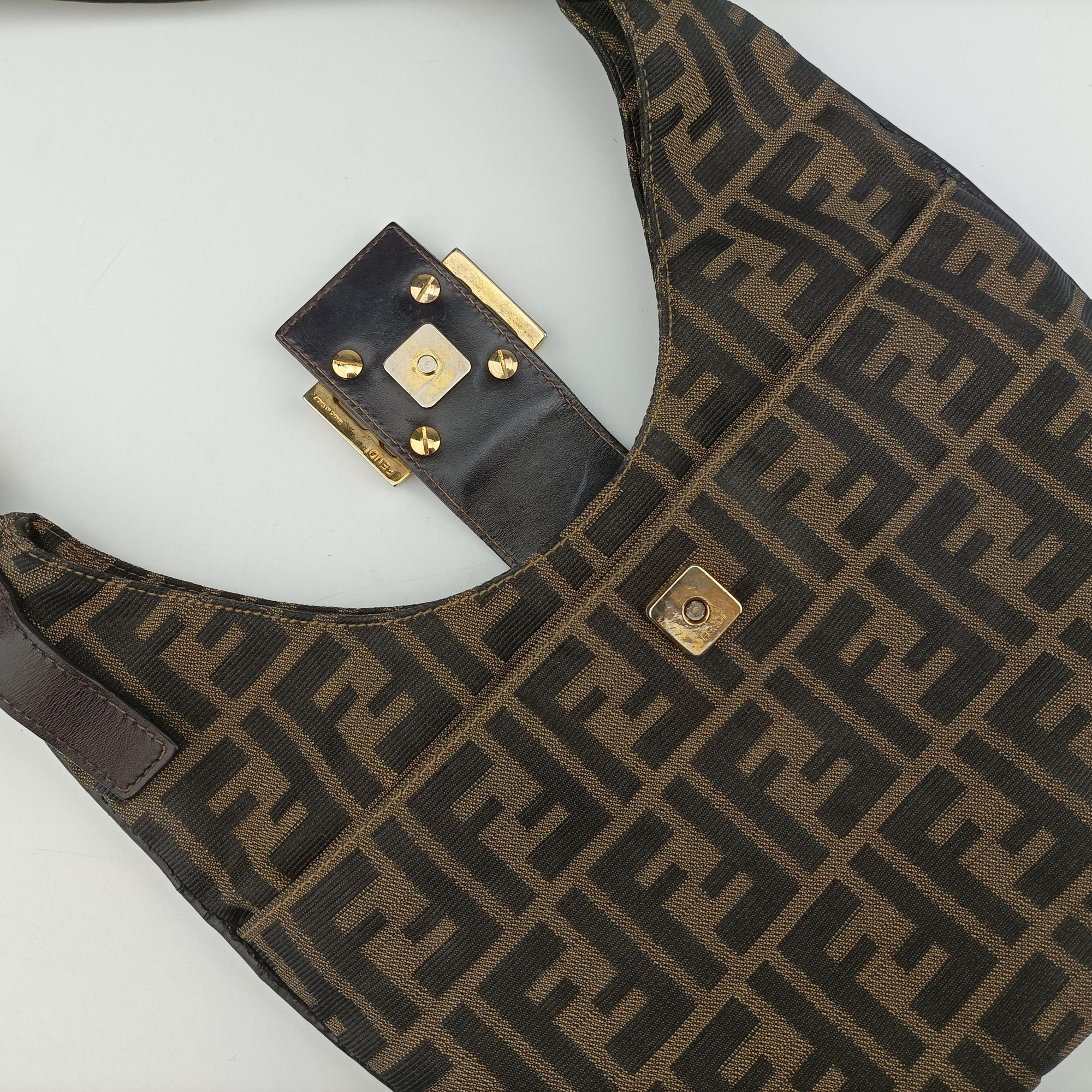 Pre-owned Fendi Zucca Brown canvas x Leather 8BR631 handbag | stylenewstar
