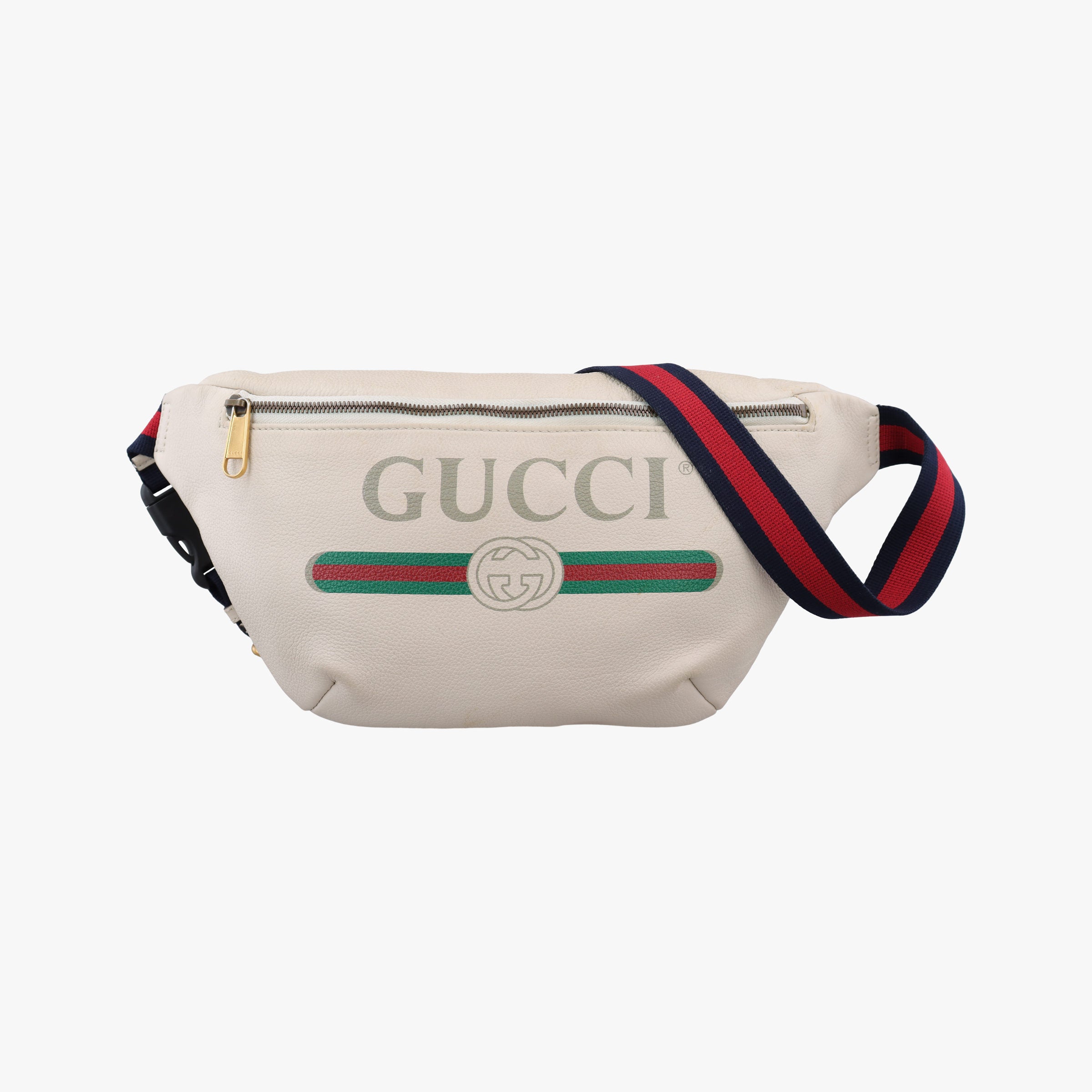 Secondhand Gucci Print White Leather 530412 bum bag/waist bag | stylenewstar