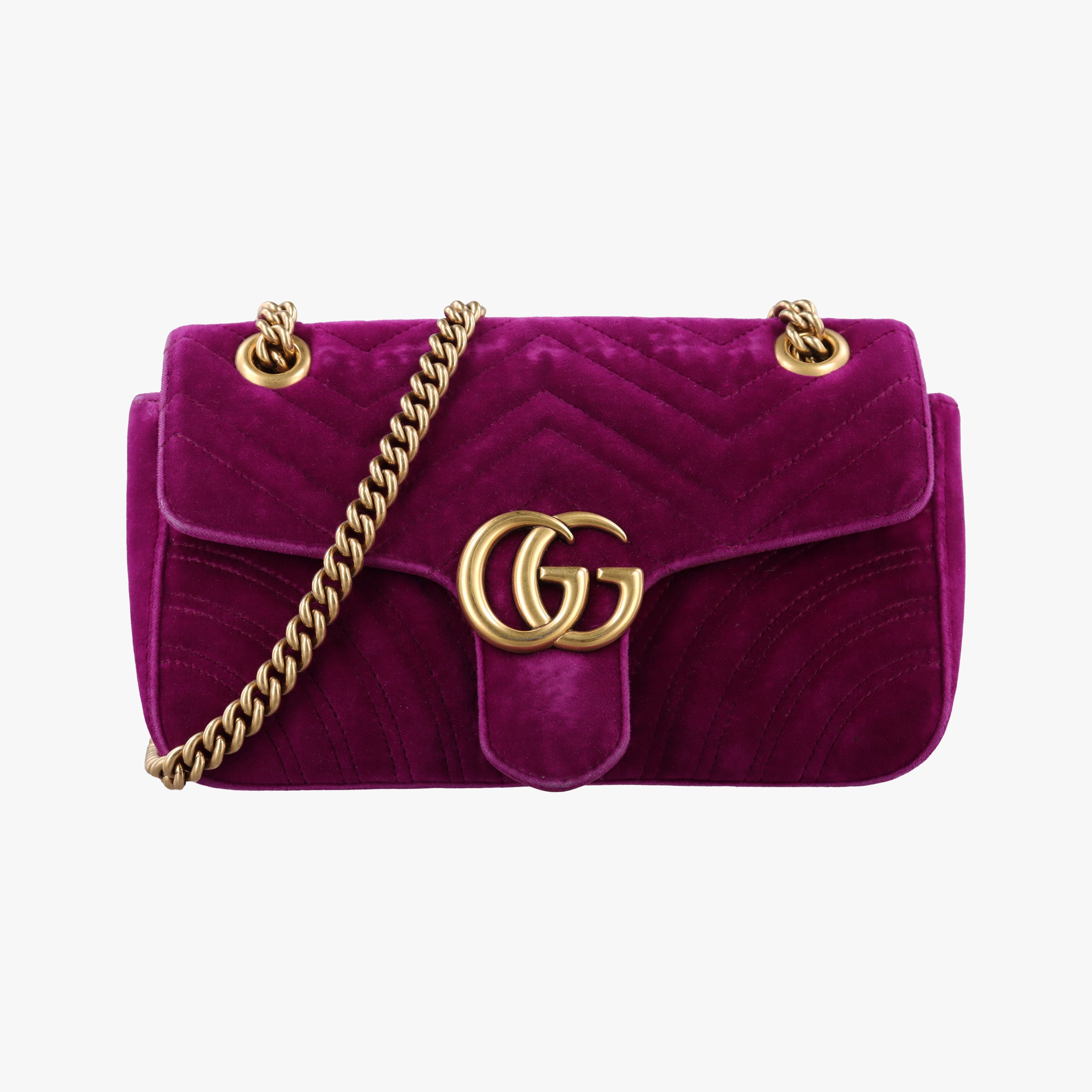 Pre-owned Gucci GG Marmont Purple velour 448497 shoulderbag | stylenewstar