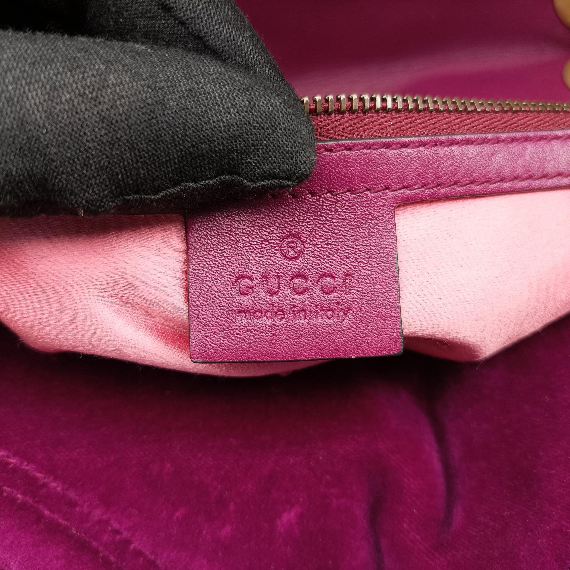 Pre-owned Gucci GG Marmont Purple velour 448497 shoulderbag | stylenewstar