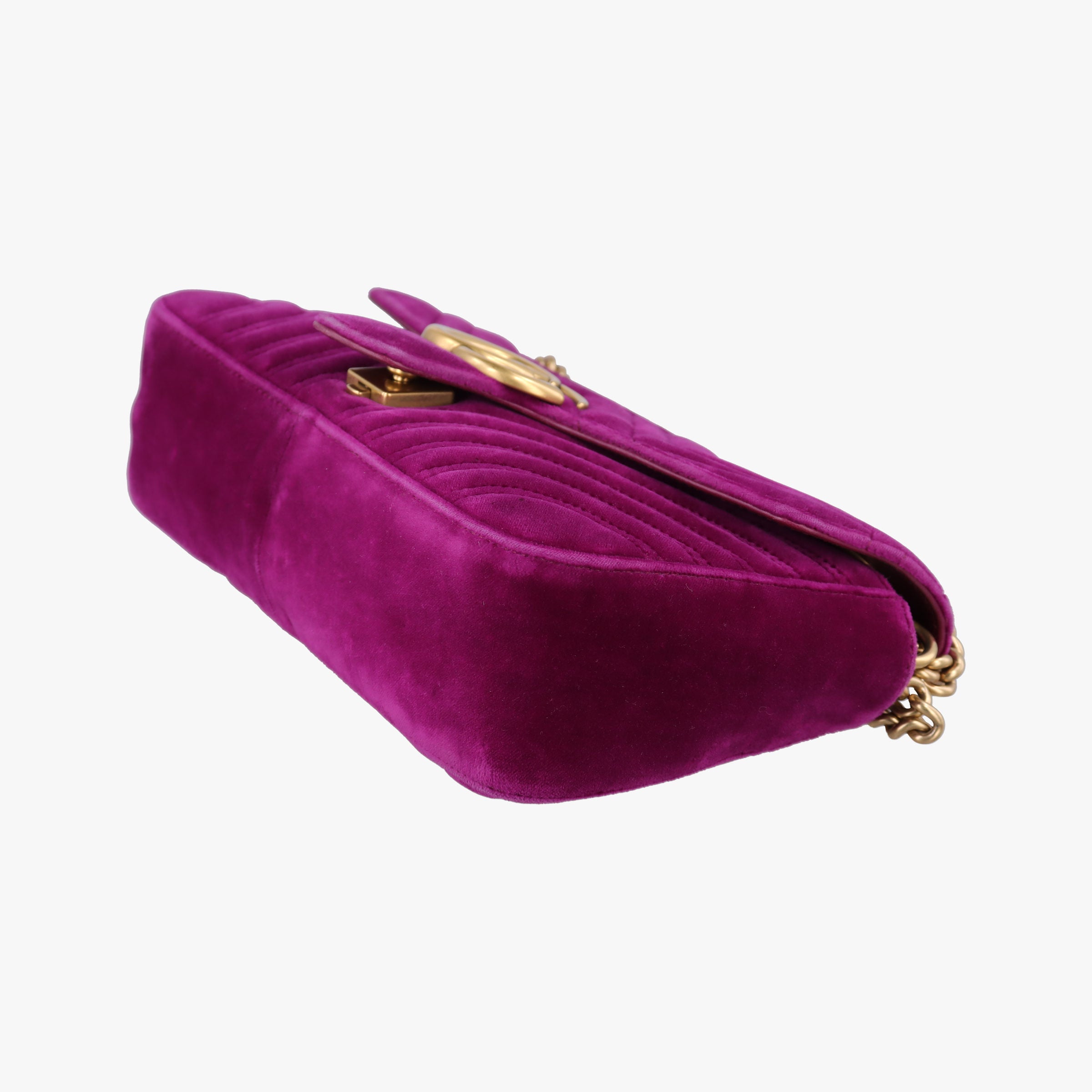 Pre-owned Gucci GG Marmont Purple velour 448497 shoulderbag | stylenewstar