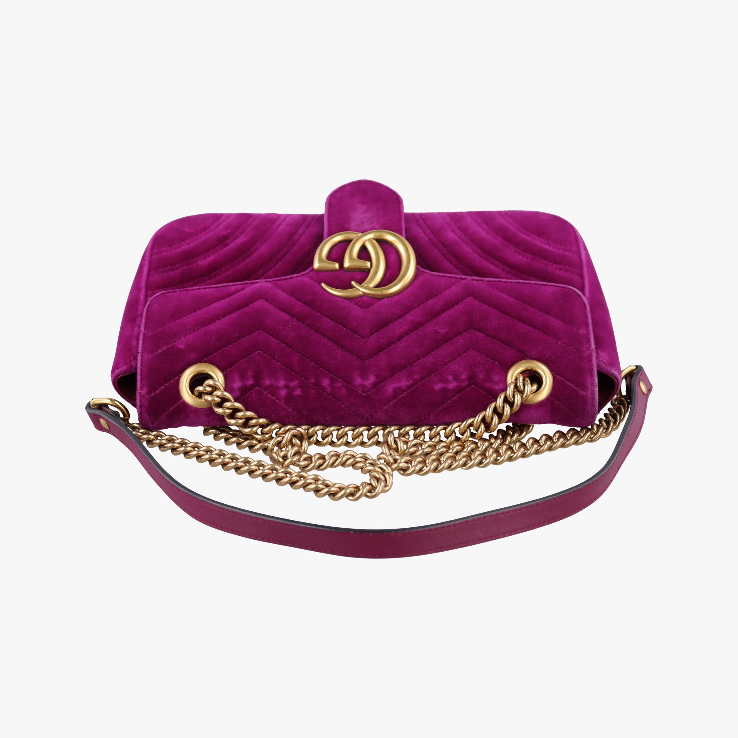 Pre-owned Gucci GG Marmont Purple velour 448497 shoulderbag | stylenewstar