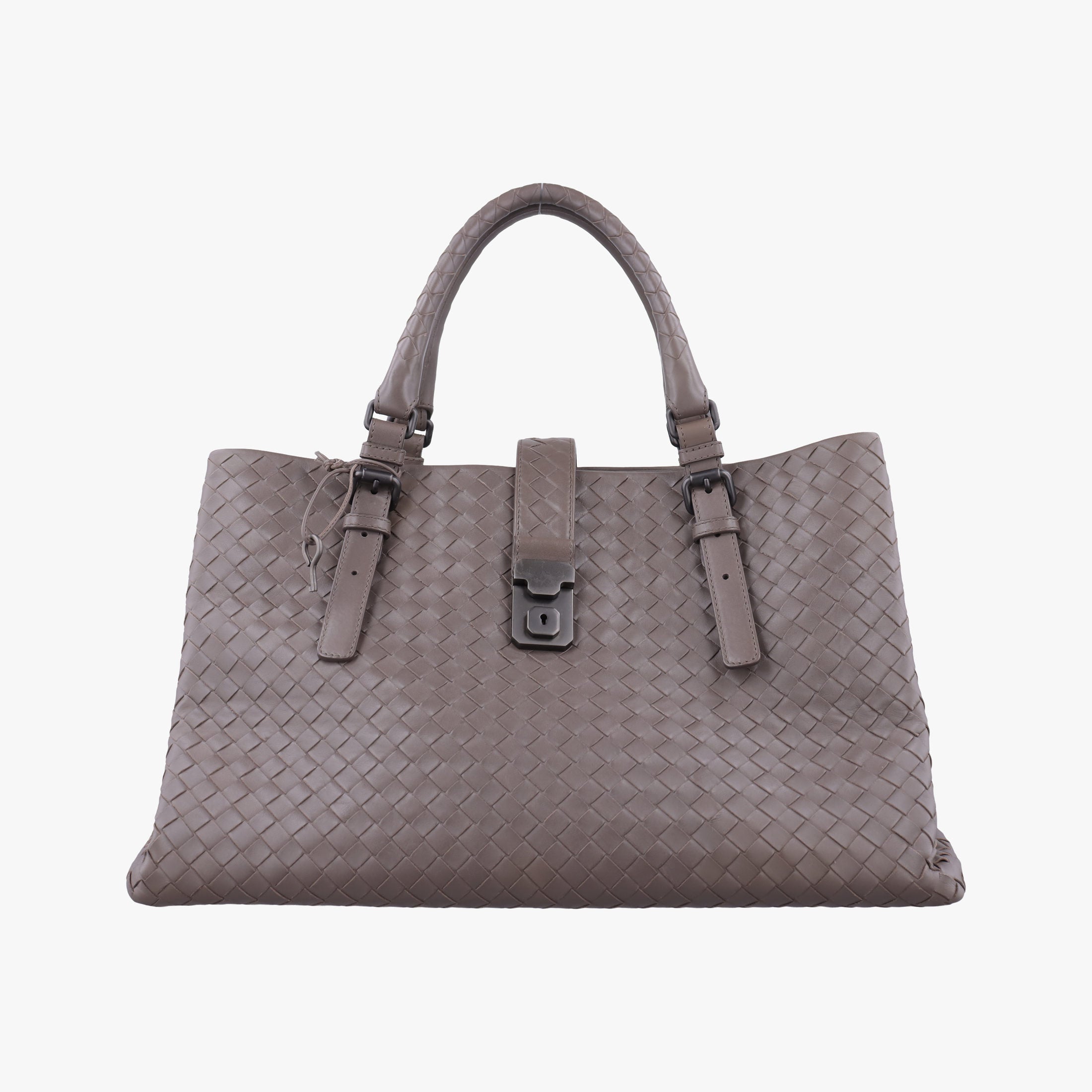 Pre-owned Bottega Veneta Roma Intrecciato Brown lambskin  handbag | stylenewstar