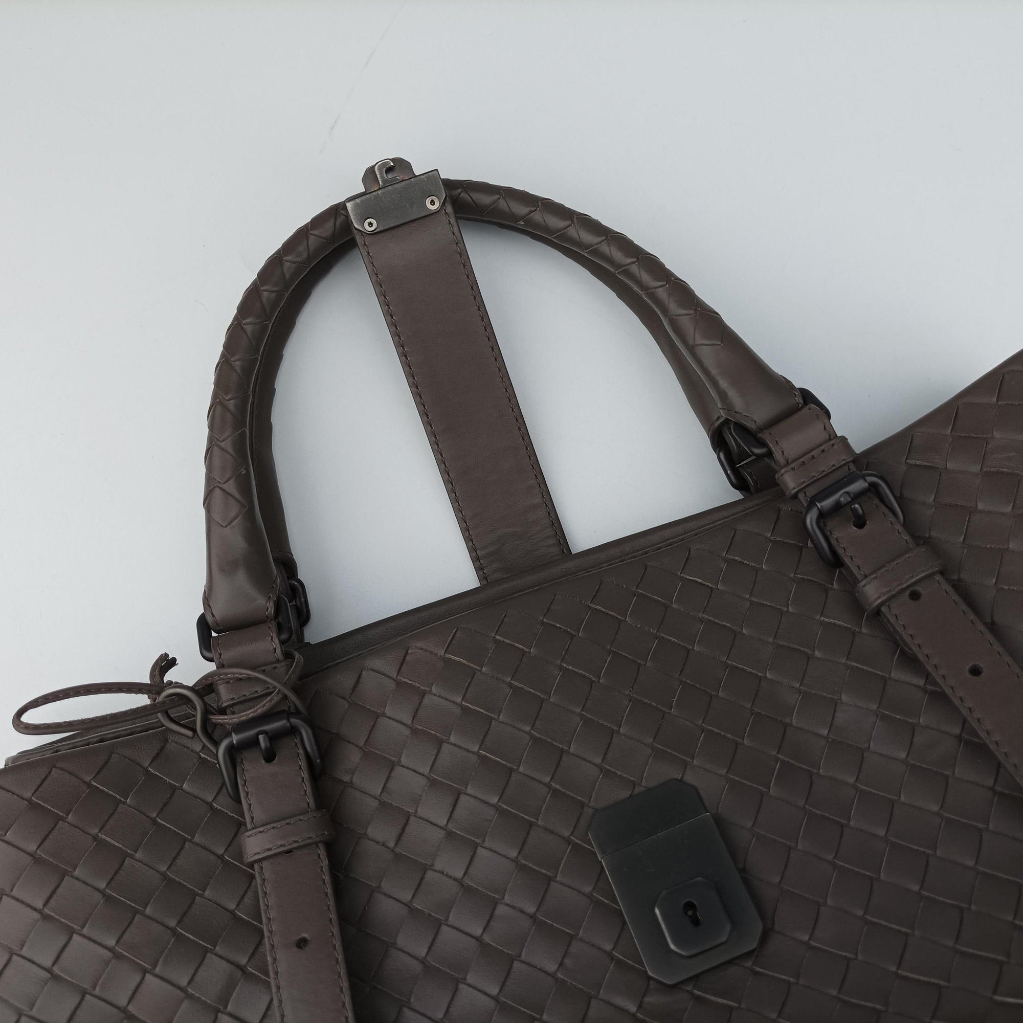 Pre-owned Bottega Veneta Roma Intrecciato Brown lambskin  handbag | stylenewstar