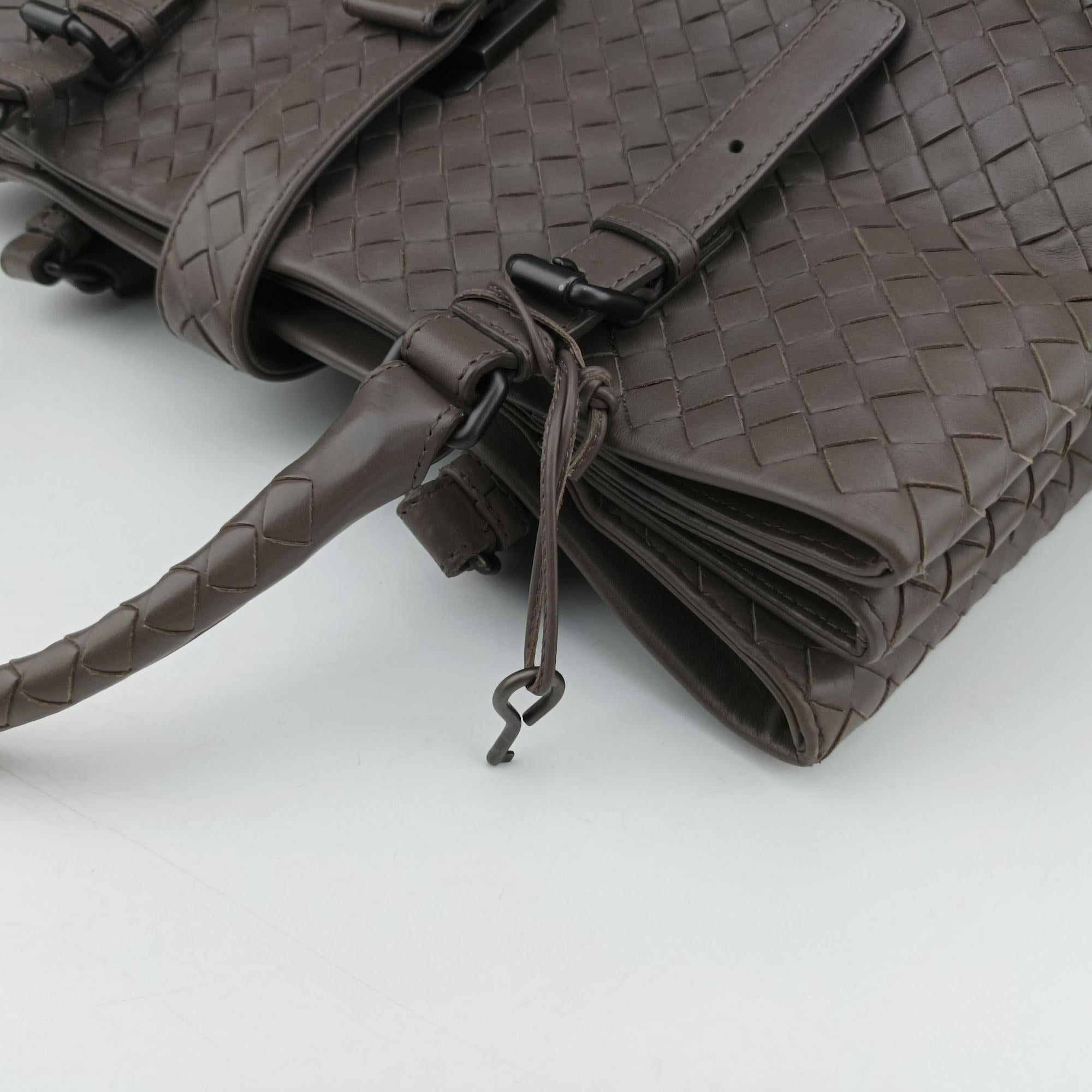 Pre-owned Bottega Veneta Roma Intrecciato Brown lambskin  handbag | stylenewstar
