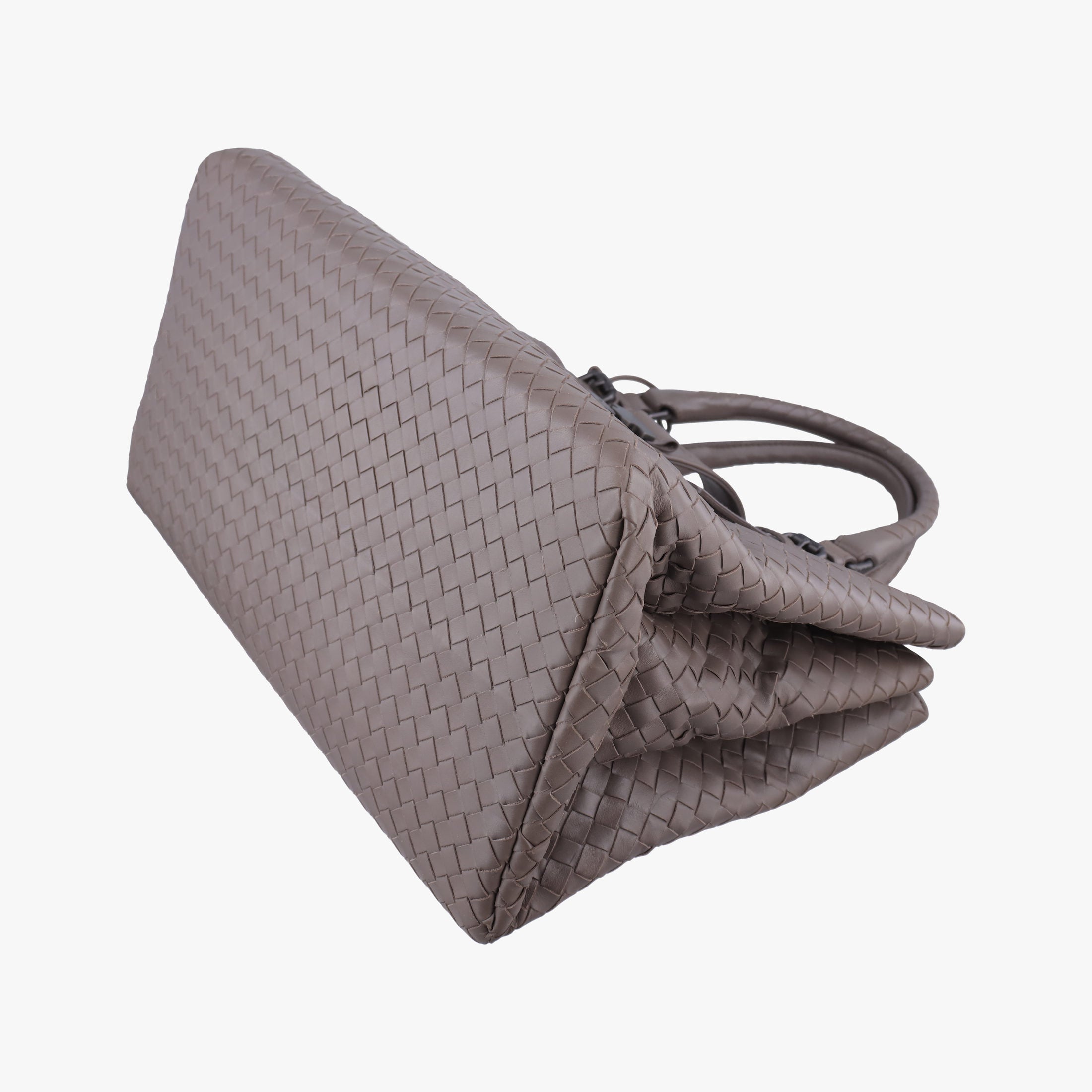 Pre-owned Bottega Veneta Roma Intrecciato Brown lambskin  handbag | stylenewstar