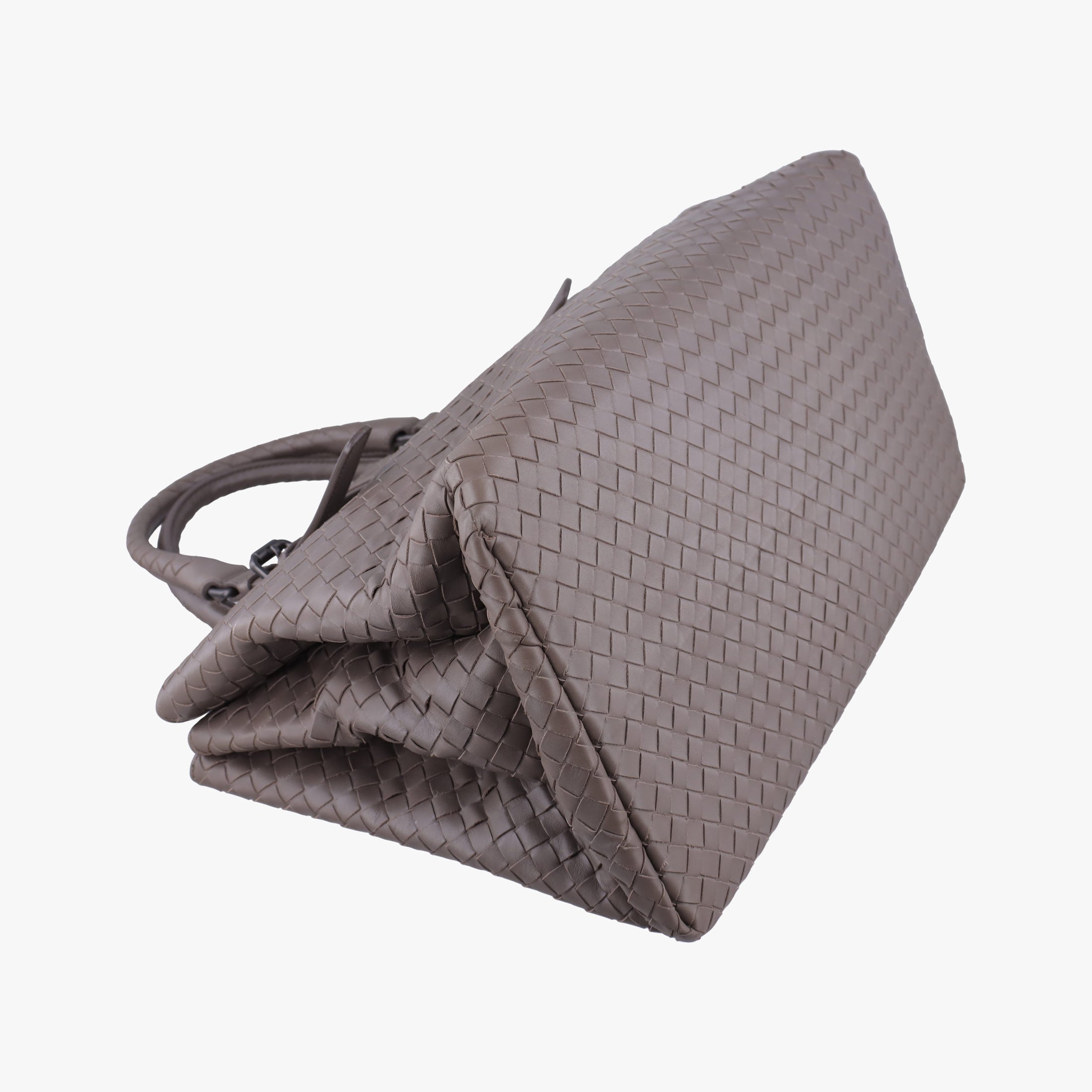 Pre-owned Bottega Veneta Roma Intrecciato Brown lambskin  handbag | stylenewstar