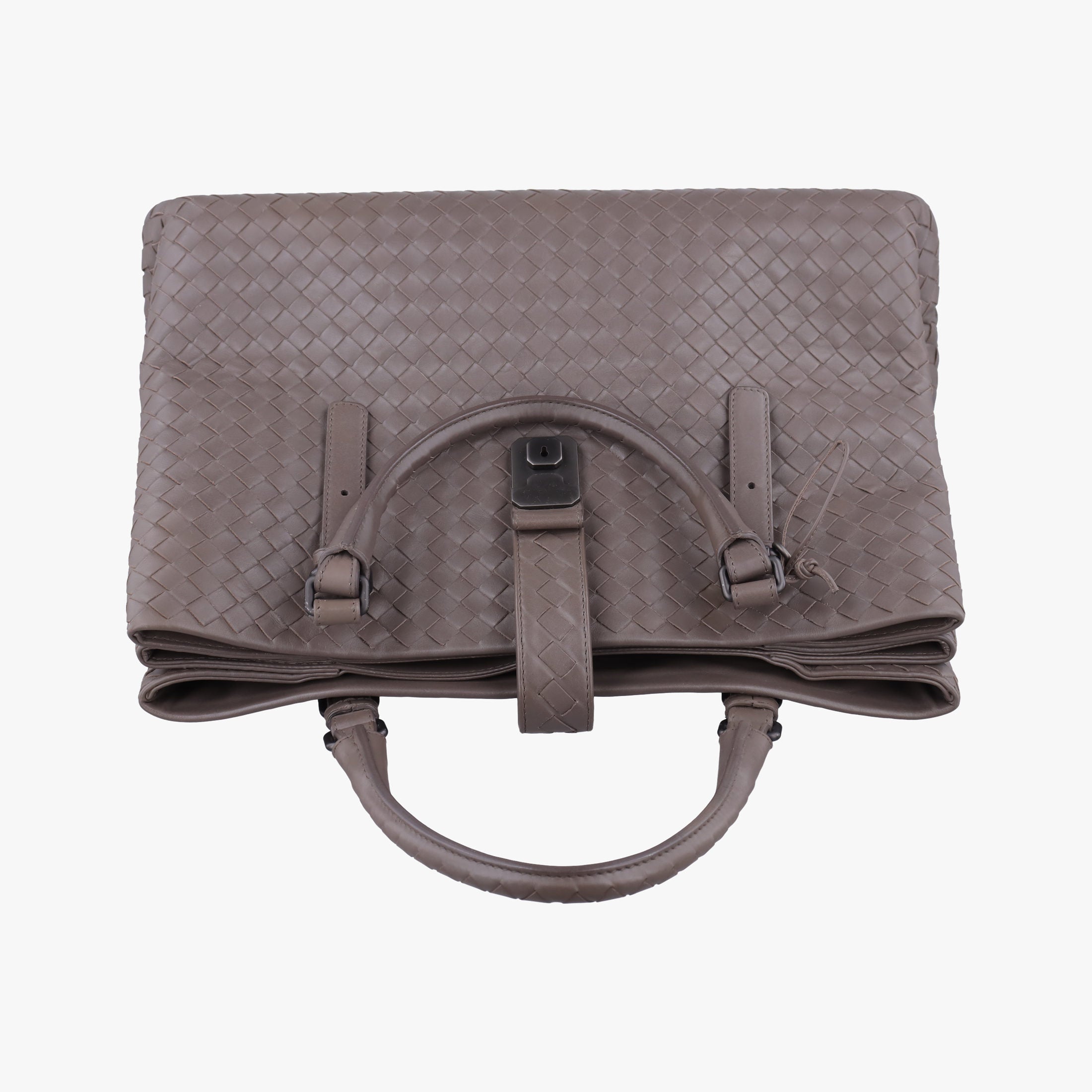 Pre-owned Bottega Veneta Roma Intrecciato Brown lambskin  handbag | stylenewstar