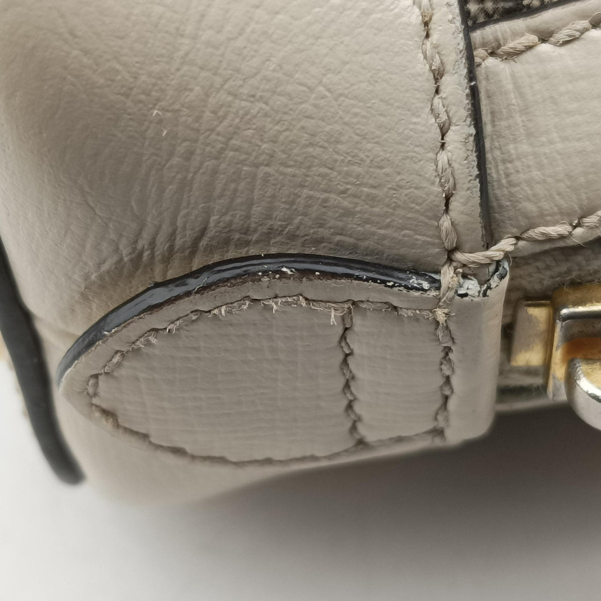 Secondhand Gucci KEN SCOTT Horsebit 1955 beige×white PVC coated canvas×leather 640716 shoulderbag | stylenewstar