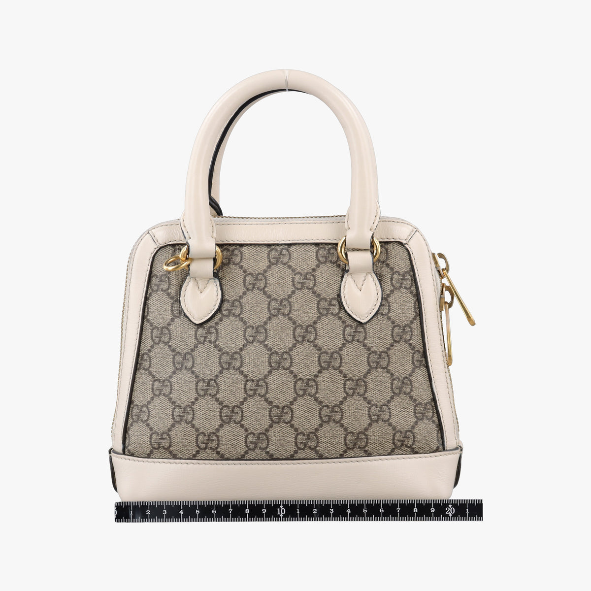 Secondhand Gucci KEN SCOTT Horsebit 1955 beige×white PVC coated canvas×leather 640716 shoulderbag | stylenewstar