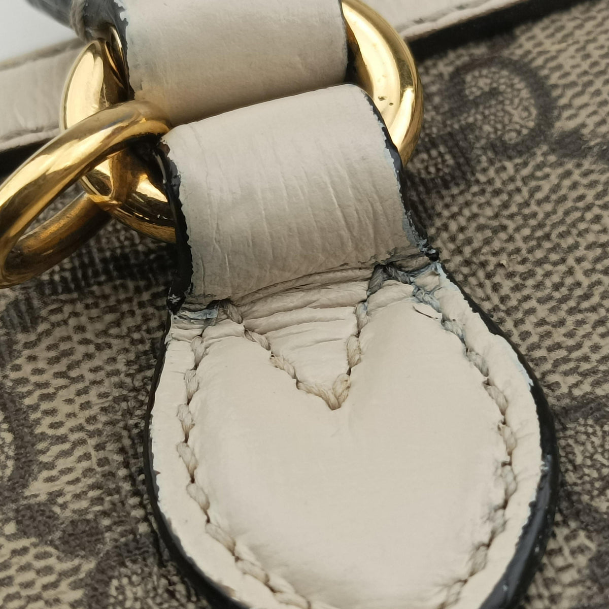 Secondhand Gucci KEN SCOTT Horsebit 1955 beige×white PVC coated canvas×leather 640716 shoulderbag | stylenewstar