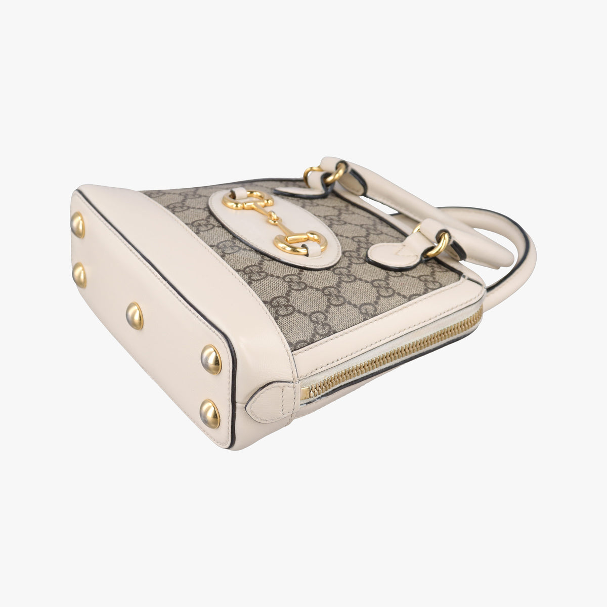 Secondhand Gucci KEN SCOTT Horsebit 1955 beige×white PVC coated canvas×leather 640716 shoulderbag | stylenewstar