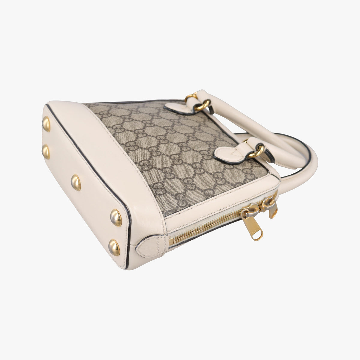 Secondhand Gucci KEN SCOTT Horsebit 1955 beige×white PVC coated canvas×leather 640716 shoulderbag | stylenewstar