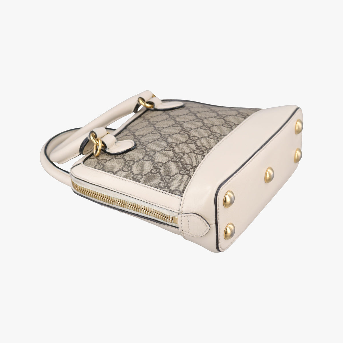 Secondhand Gucci KEN SCOTT Horsebit 1955 beige×white PVC coated canvas×leather 640716 shoulderbag | stylenewstar