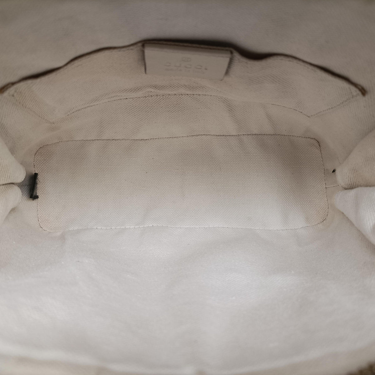 Secondhand Gucci KEN SCOTT Horsebit 1955 beige×white PVC coated canvas×leather 640716 shoulderbag | stylenewstar
