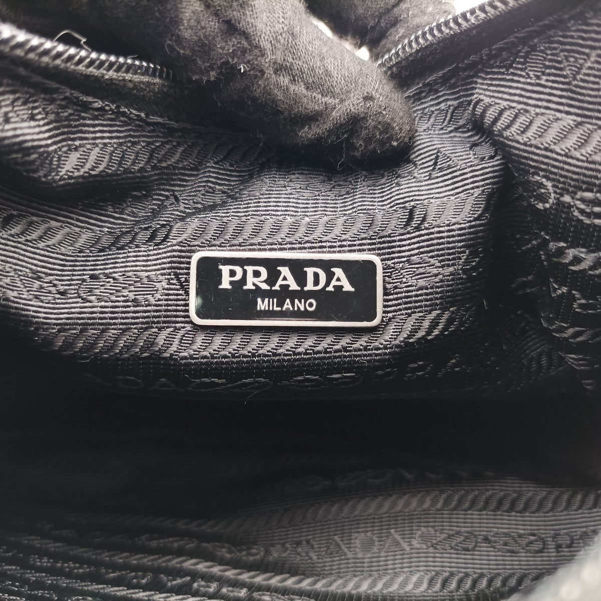 Pre-owned Prada Tonal Logo Hobo Black Nylon  shoulderbag | stylenewstar