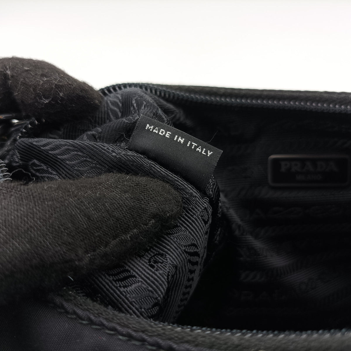 Pre-owned Prada Tonal Logo Hobo Black Nylon  shoulderbag | stylenewstar