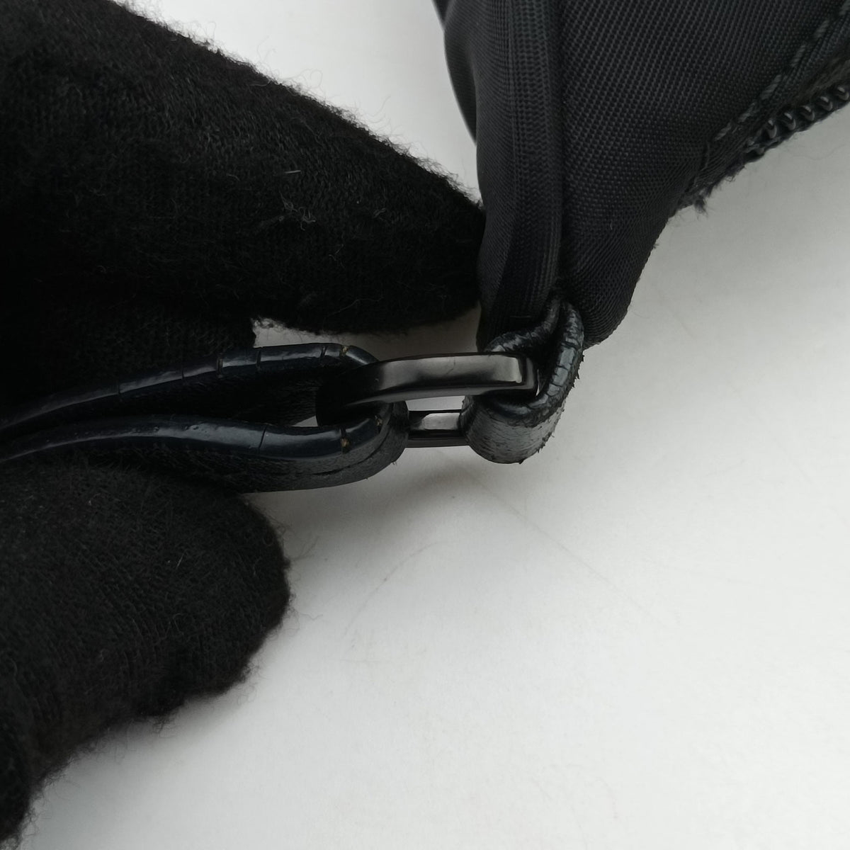 Pre-owned Prada Tonal Logo Hobo Black Nylon  shoulderbag | stylenewstar