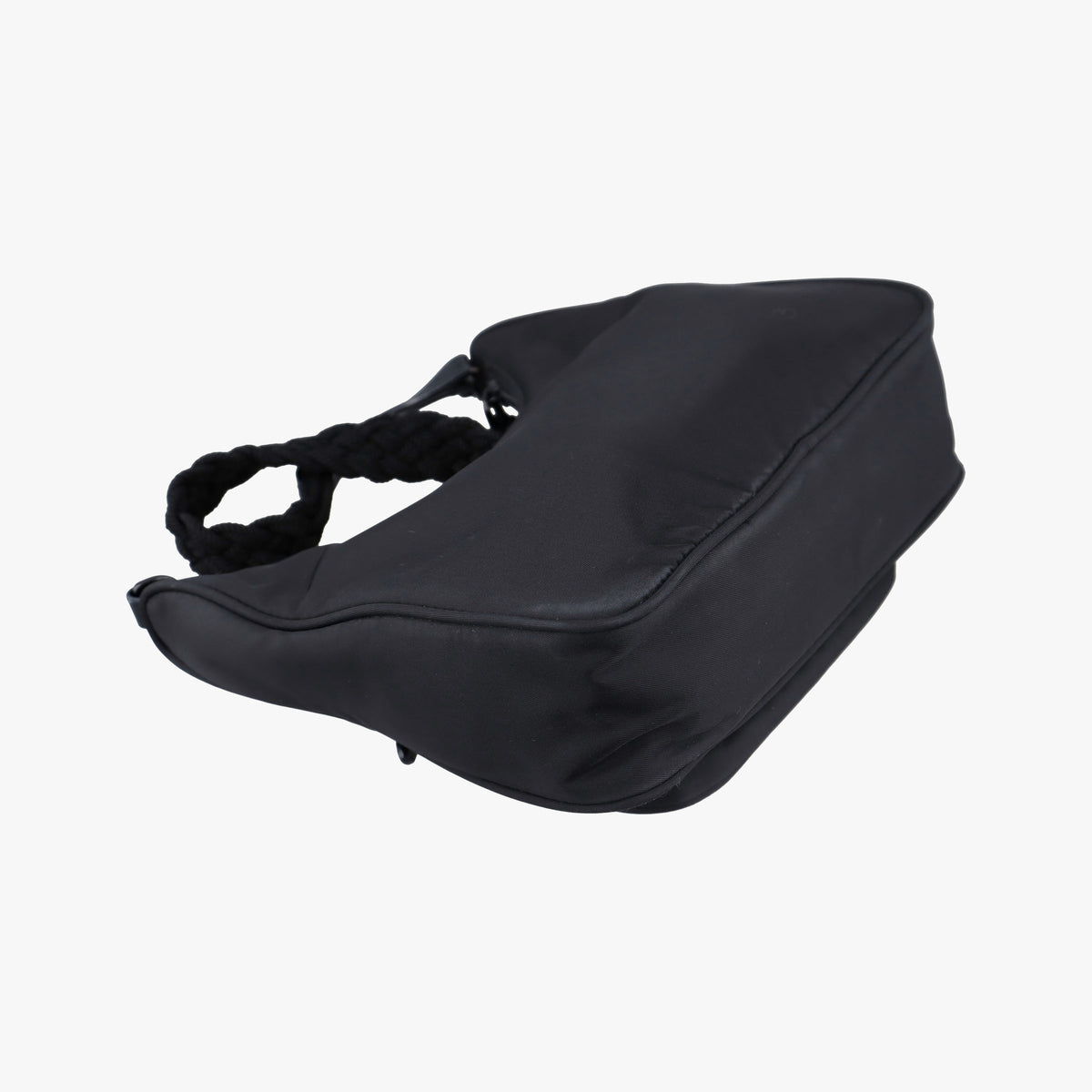Pre-owned Prada Tonal Logo Hobo Black Nylon  shoulderbag | stylenewstar
