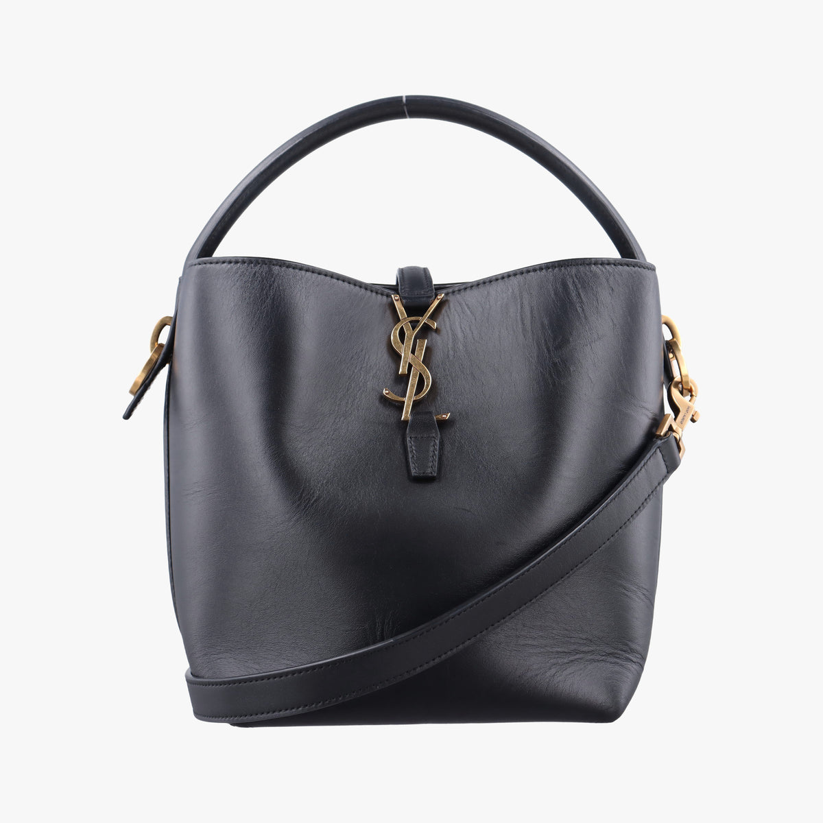 Pre-owned Yves Saint Laurent LE 37 bucket Black Leather 749036 shoulderbag | stylenewstar