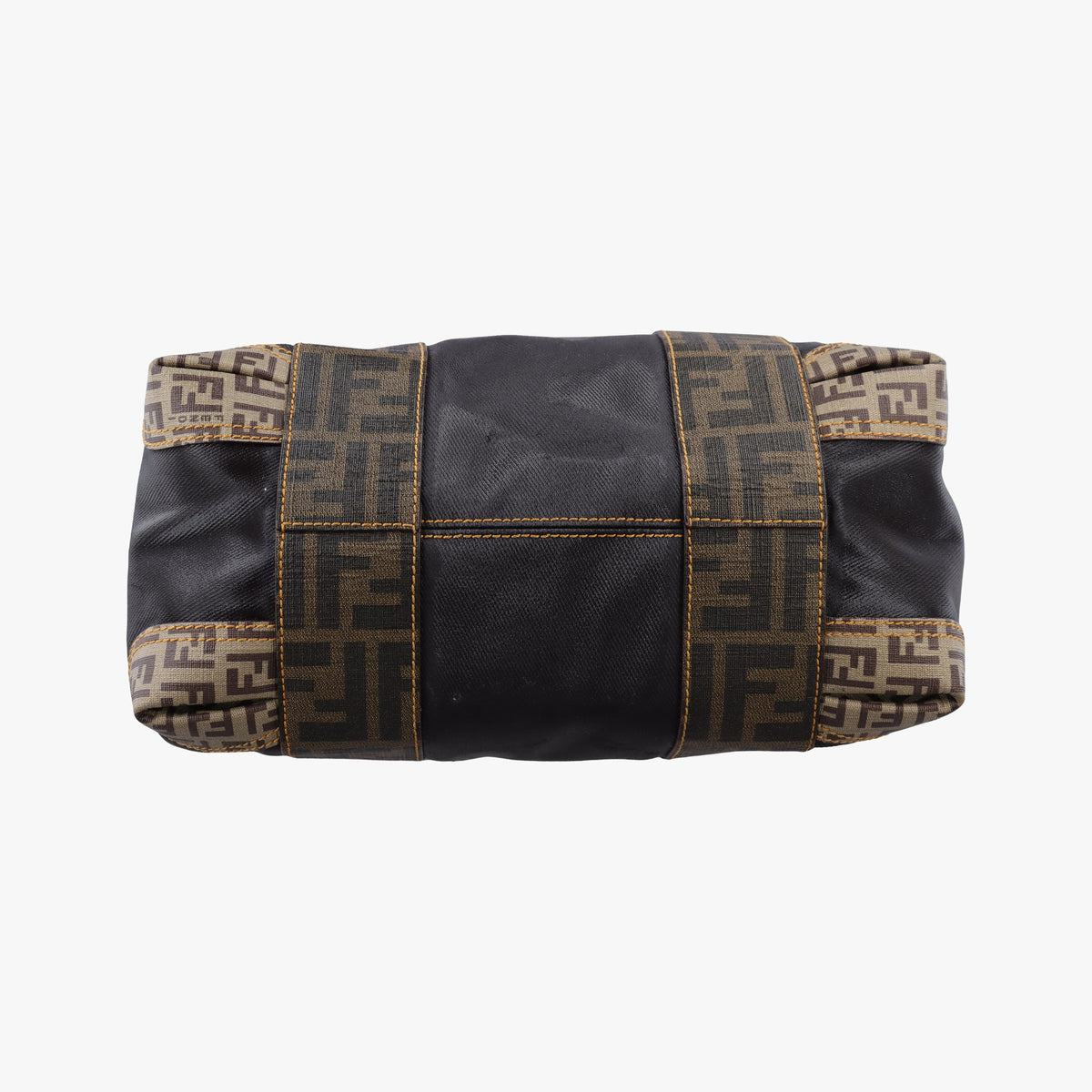 Pre-owned Fendi Zucca Zucchino Mixed Balck x Brown PVC coated canvas 8BL095 handbag | stylenewstar