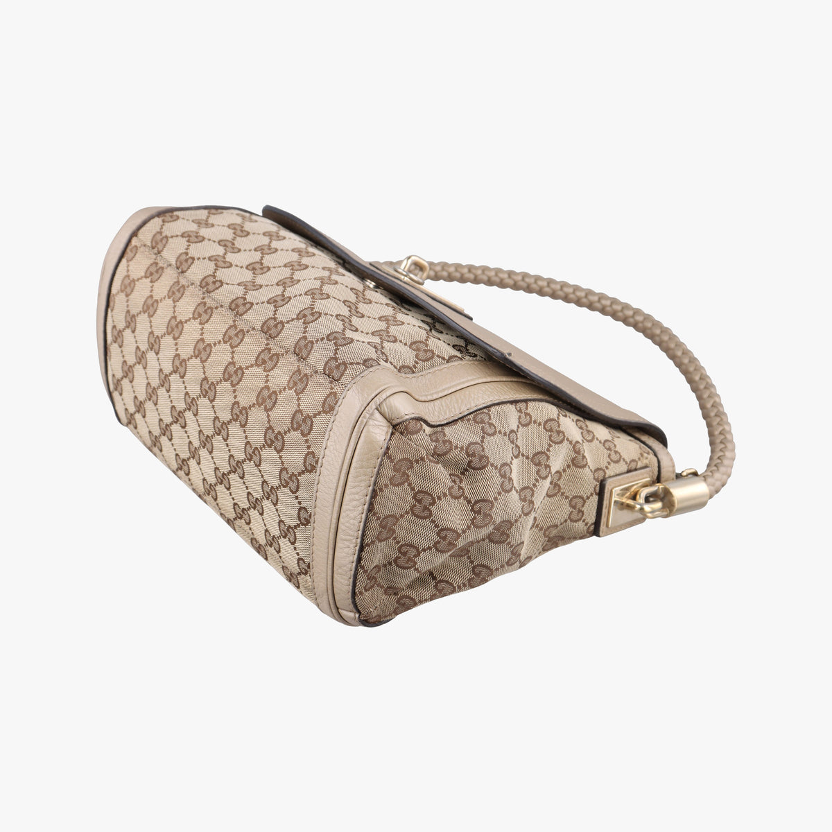 Pre-owned Gucci Bella Beige×Gold canvas×leather 282301 shoulderbag | stylenewstar