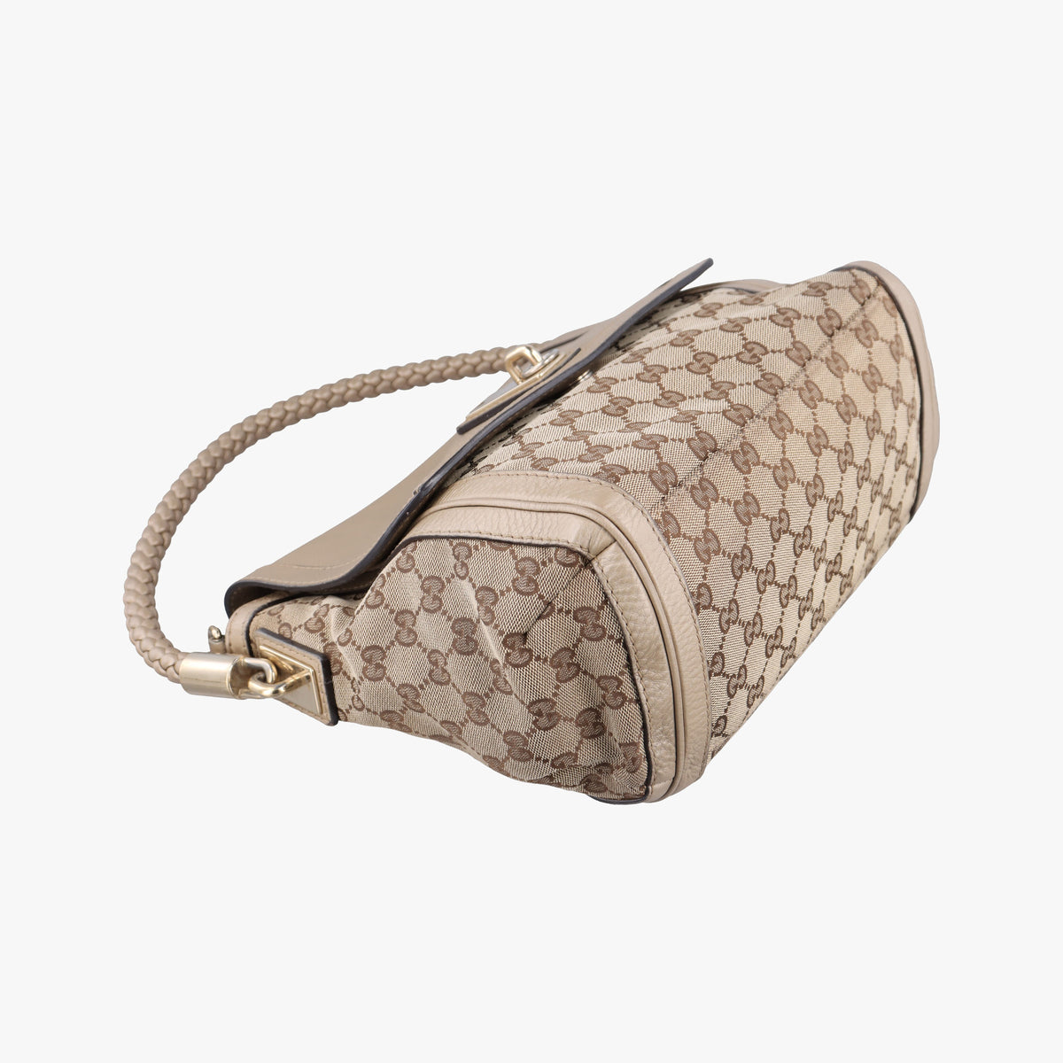 Pre-owned Gucci Bella Beige×Gold canvas×leather 282301 shoulderbag | stylenewstar