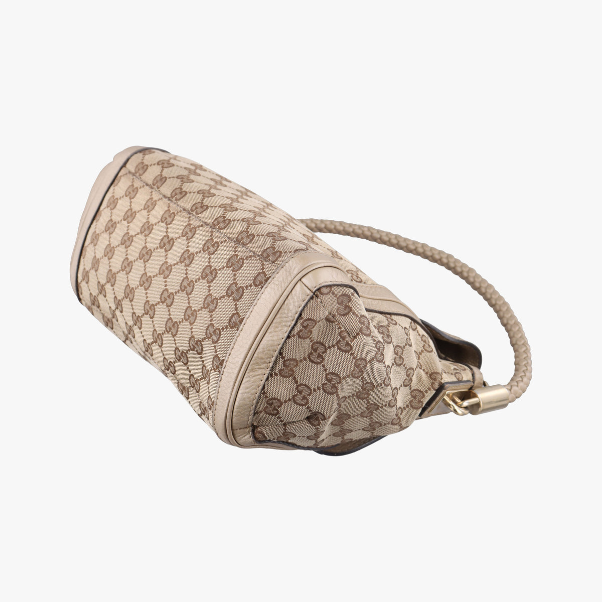 Pre-owned Gucci Bella Beige×Gold canvas×leather 282301 shoulderbag | stylenewstar