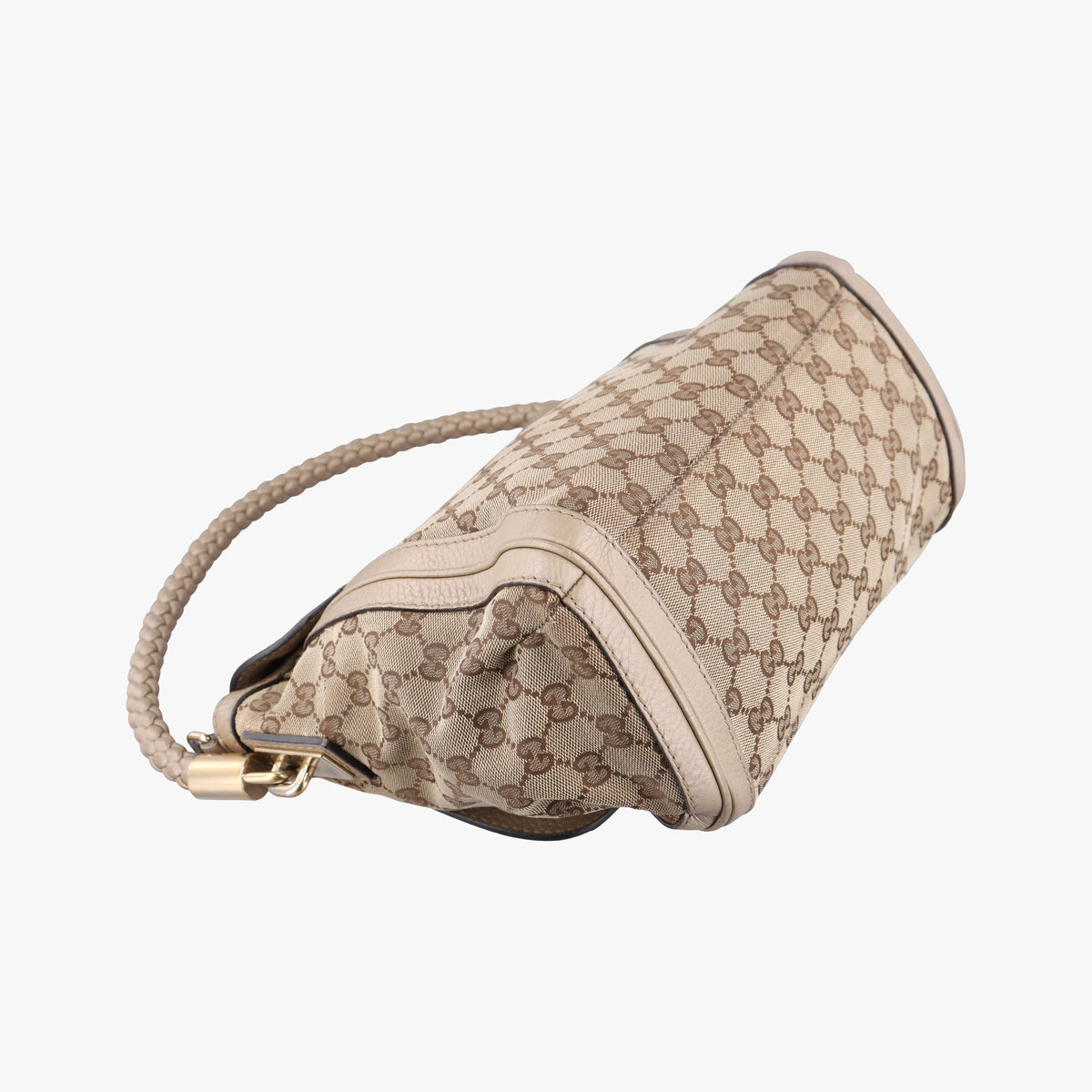Pre-owned Gucci Bella Beige×Gold canvas×leather 282301 shoulderbag | stylenewstar