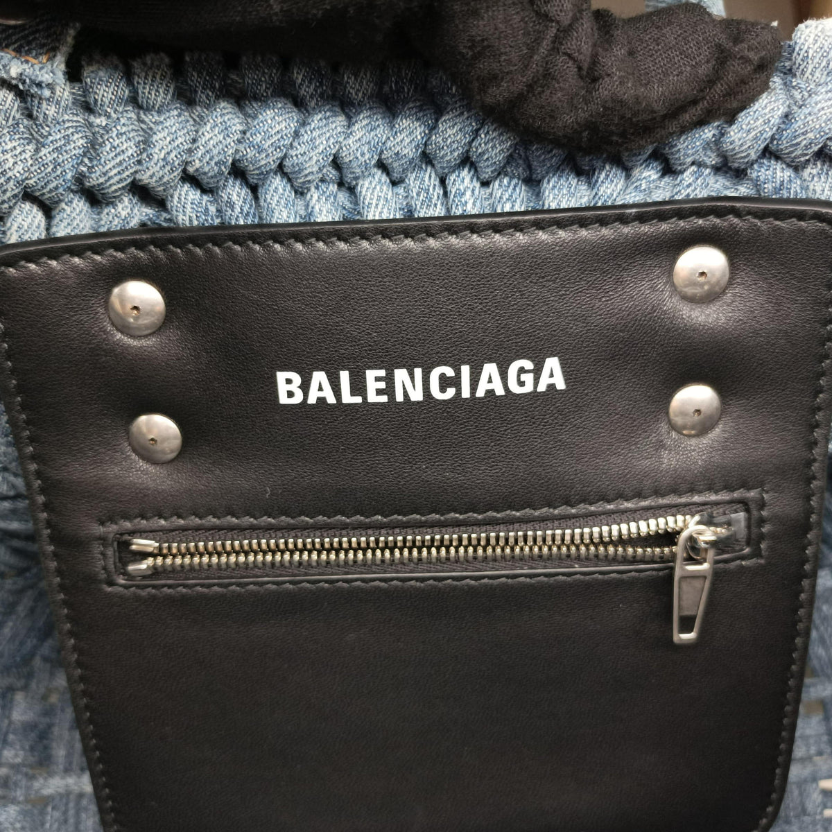 Pre-owned Balenciaga Bistro basket Navy denim  shoulderbag | stylenewstar