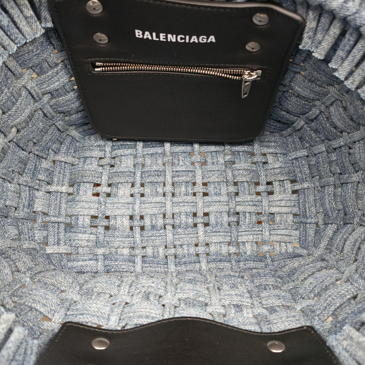 Pre-owned Balenciaga Bistro basket Navy denim  shoulderbag | stylenewstar