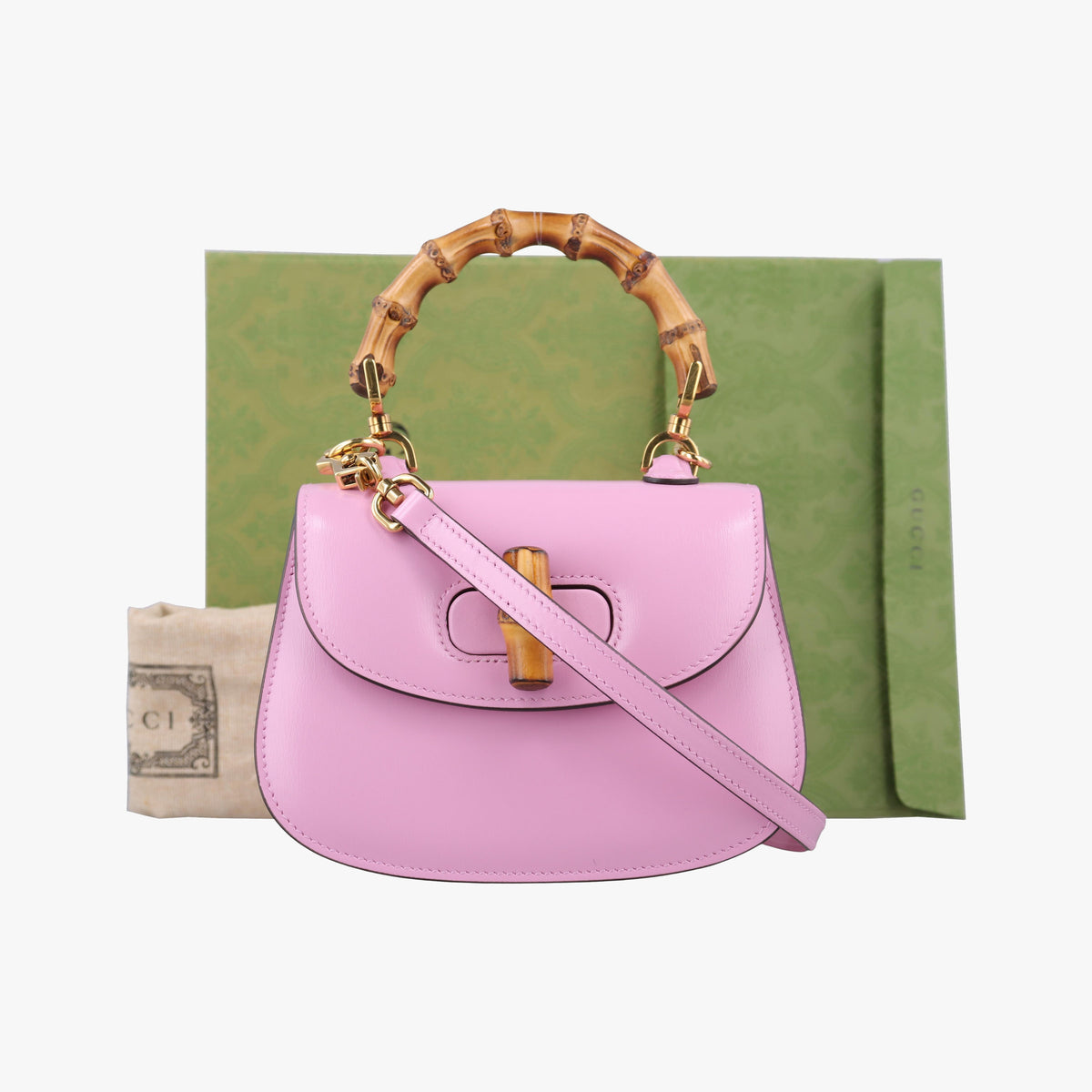 Pre-owned Gucci Bamboo Pink Leather 686864 shoulderbag | stylenewstar