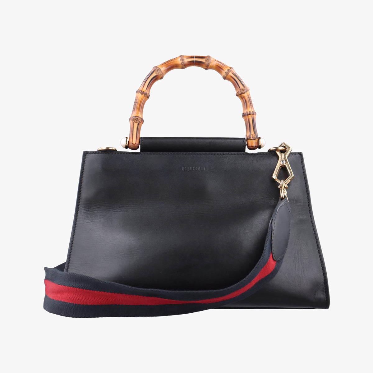 Pre-owned Gucci Bamboo Web Nymphaea Black Leather 459076 shoulderbag | stylenewstar