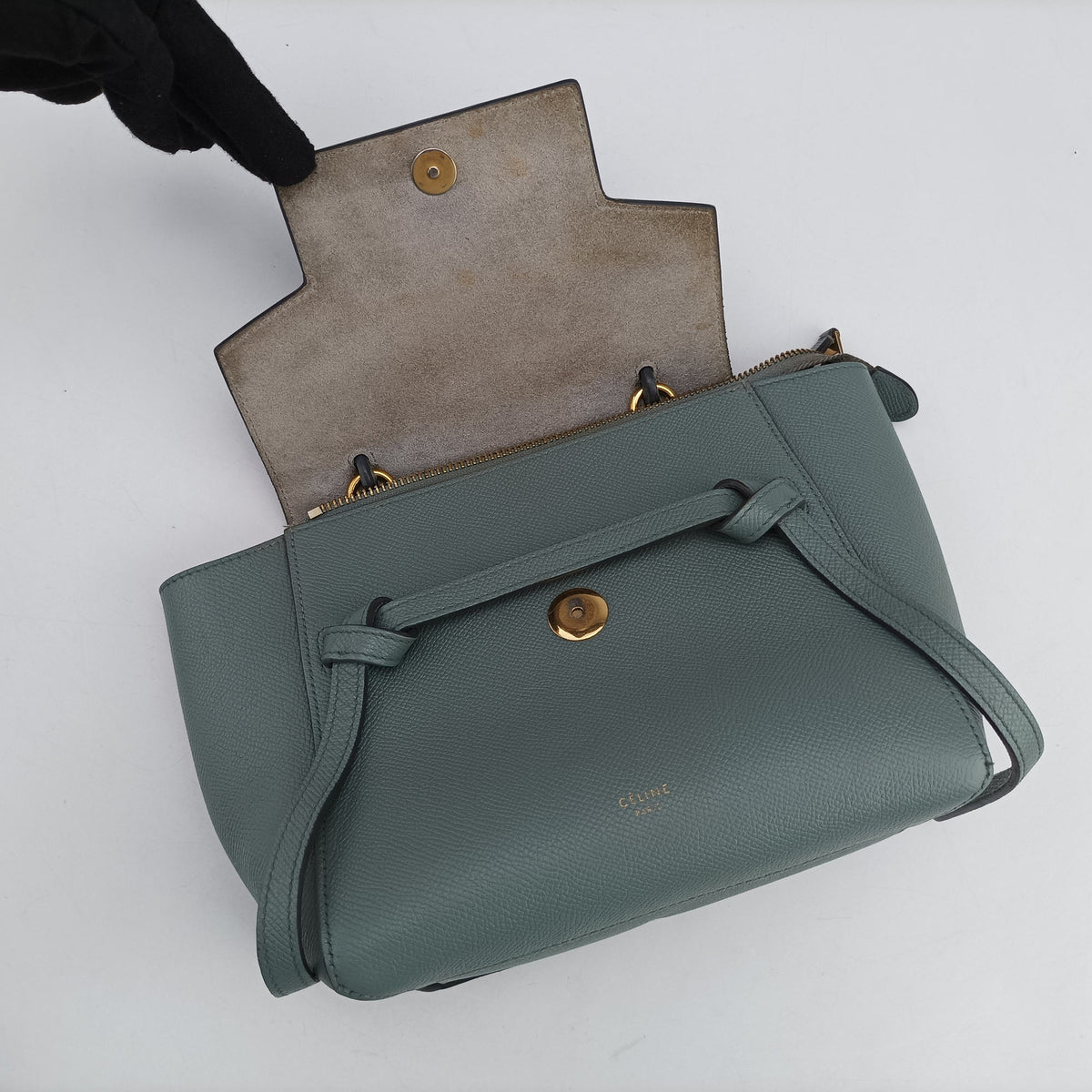 Pre-owned Celine Belt Nano Blue Leather  shoulderbag | stylenewstar