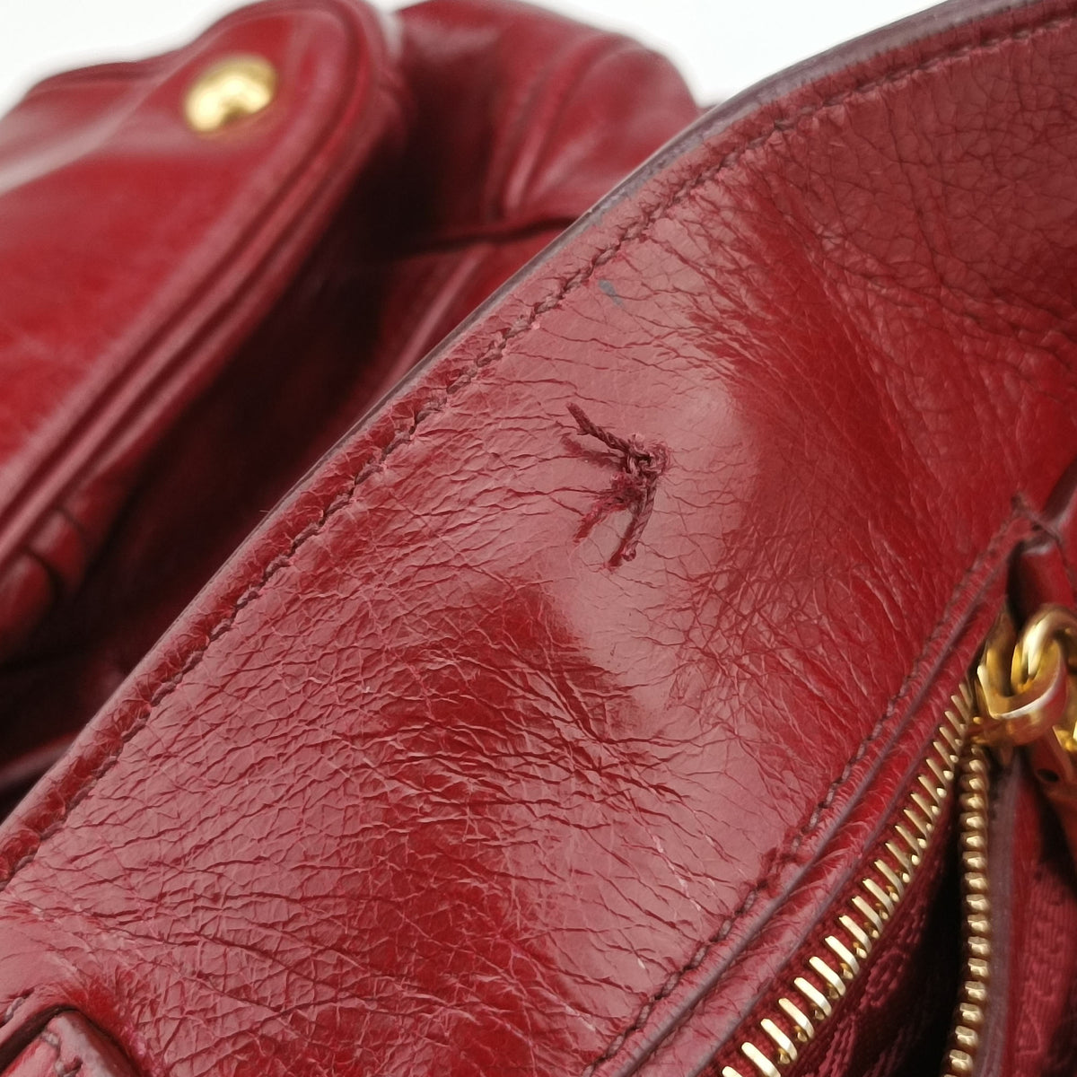 Secondhand Prada Vitello Shine Shopping Peonia Red Leather BN2324 handbag | stylenewstar