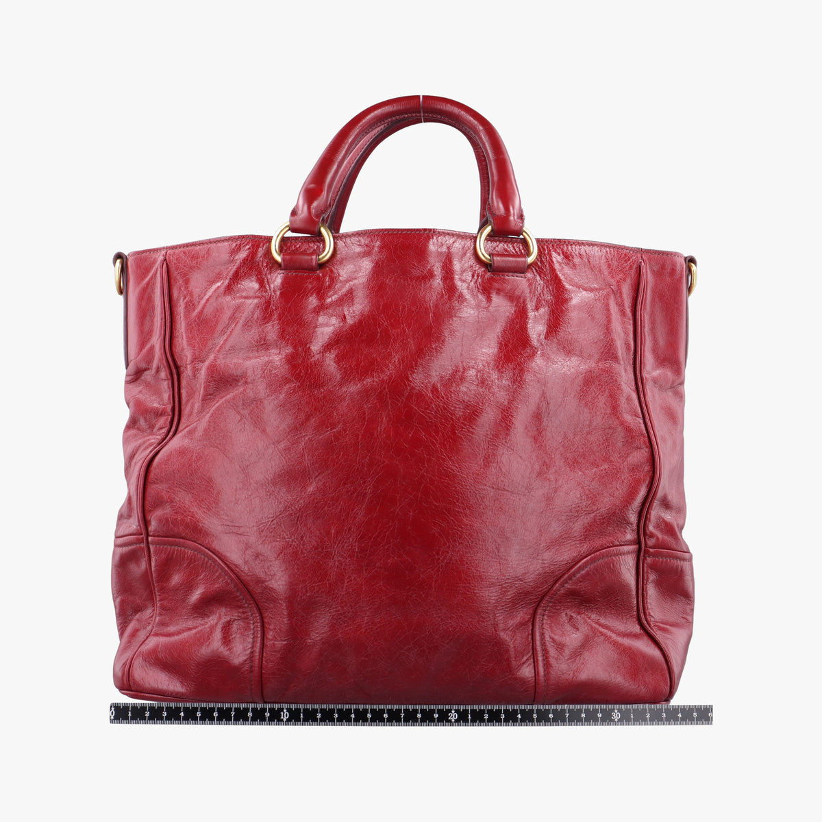 Pre-owned Prada Vitello Shine Shopping Peonia Red Leather BN2324 handbag | stylenewstar