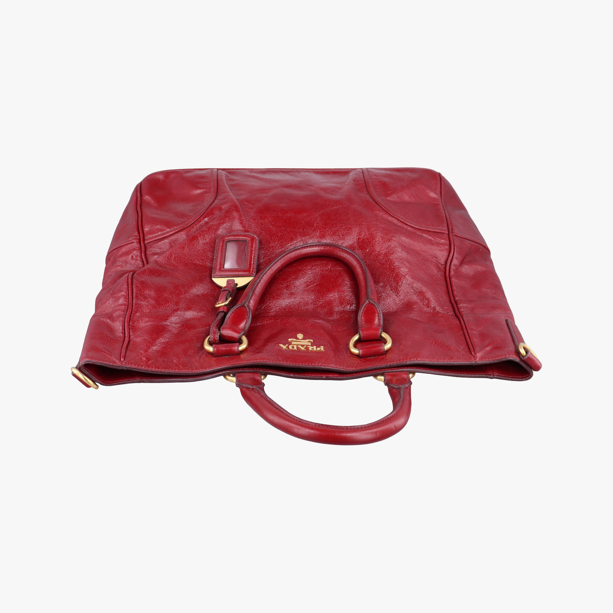 Pre-owned Prada Vitello Shine Shopping Peonia Red Leather BN2324 handbag | stylenewstar