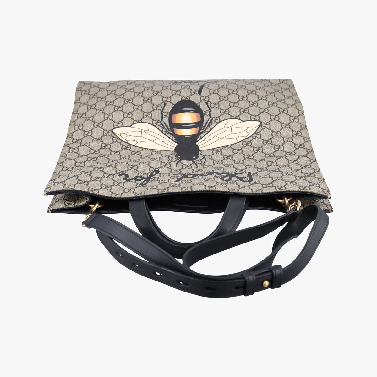 Secondhand Gucci GG Supreme Bee beige×black PVC coated canvas×Leather 450950 shoulderbag | stylenewstar