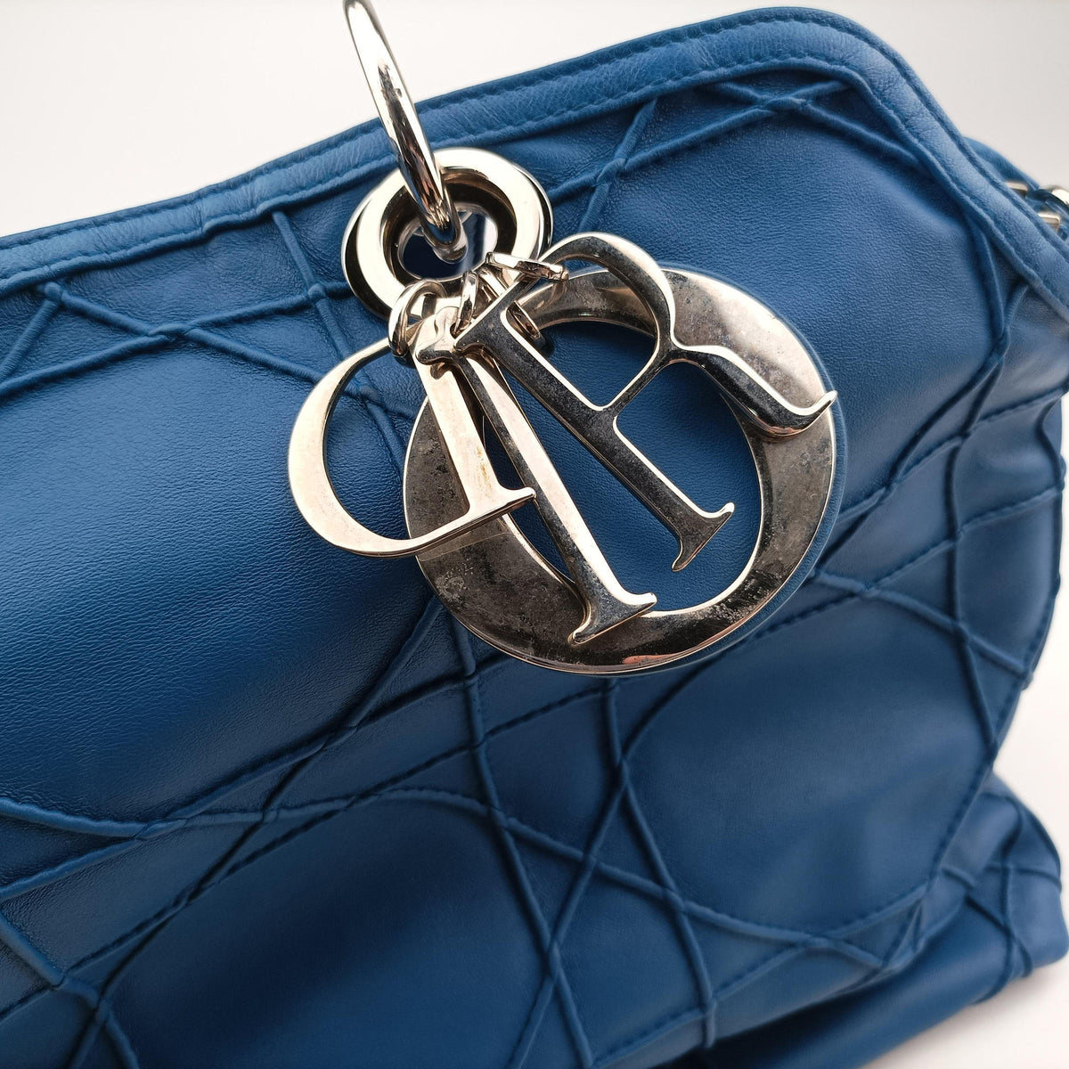 Pre-owned Christian Dior Granville Blue lambskin  shoulderbag | stylenewstar