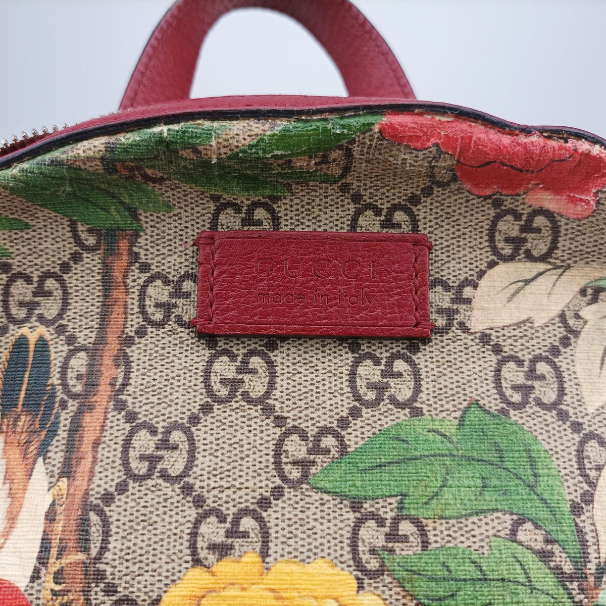 Pre-owned Gucci GG Supreme Tian Beige×multicolor PVC coated canvas×Leather 427042 backpack/rucksack | stylenewstar
