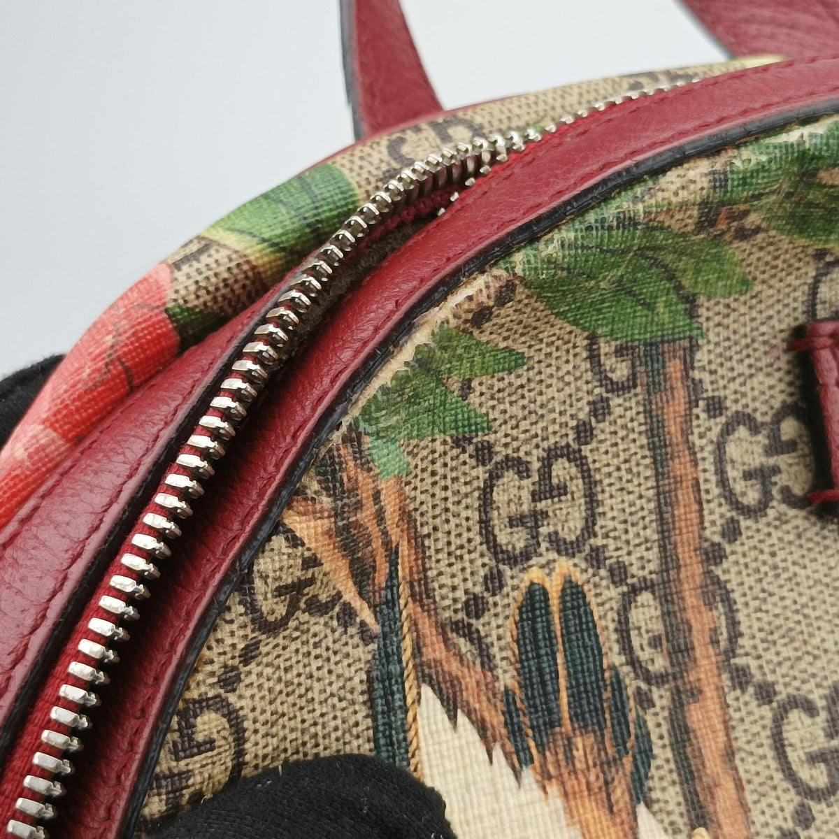 Pre-owned Gucci GG Supreme Tian Beige×multicolor PVC coated canvas×Leather 427042 backpack/rucksack | stylenewstar