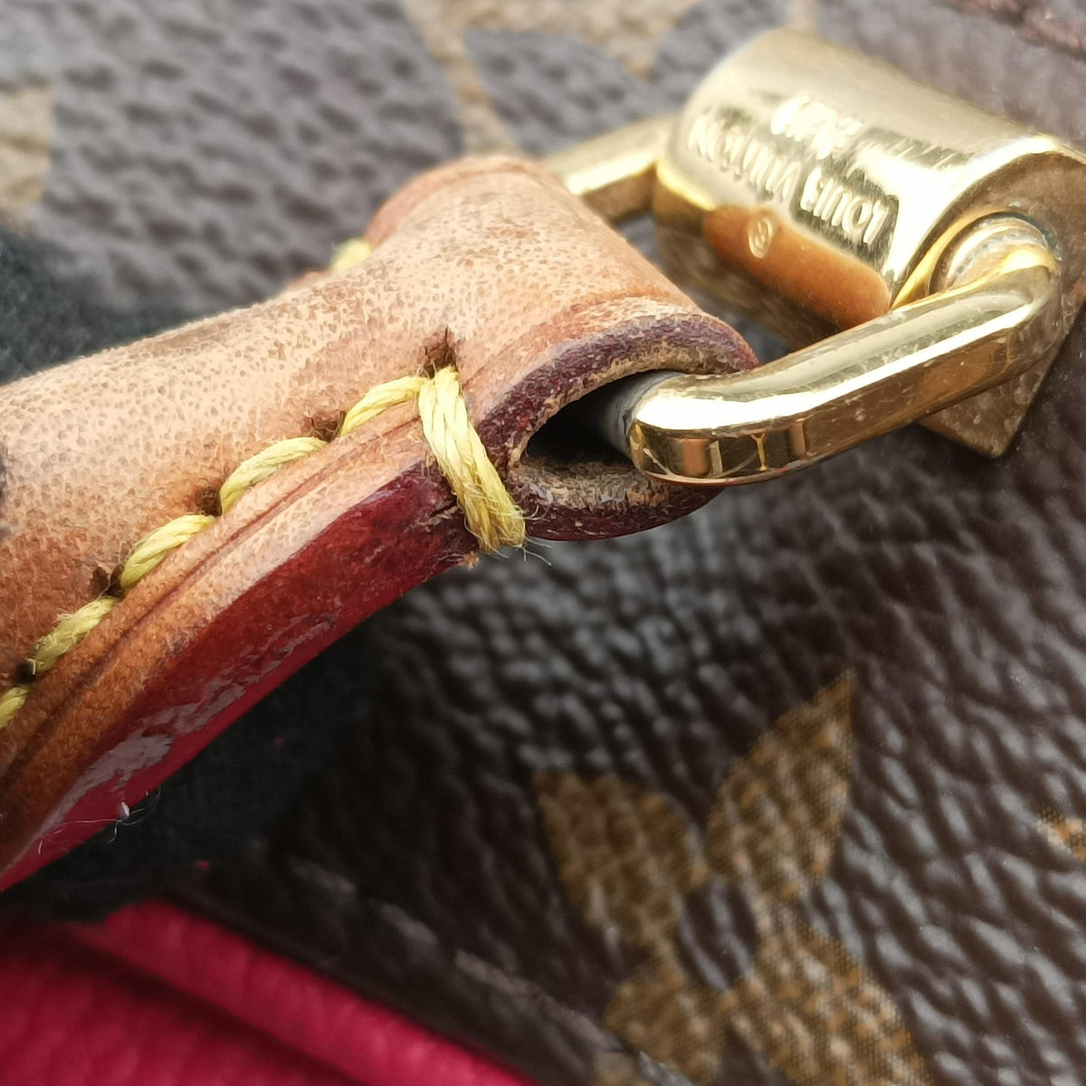 Secondhand Louis Vuitton PALLAS brown×Rose Monogram Canvas×calf leather M41147 shoulderbag | stylenewstar