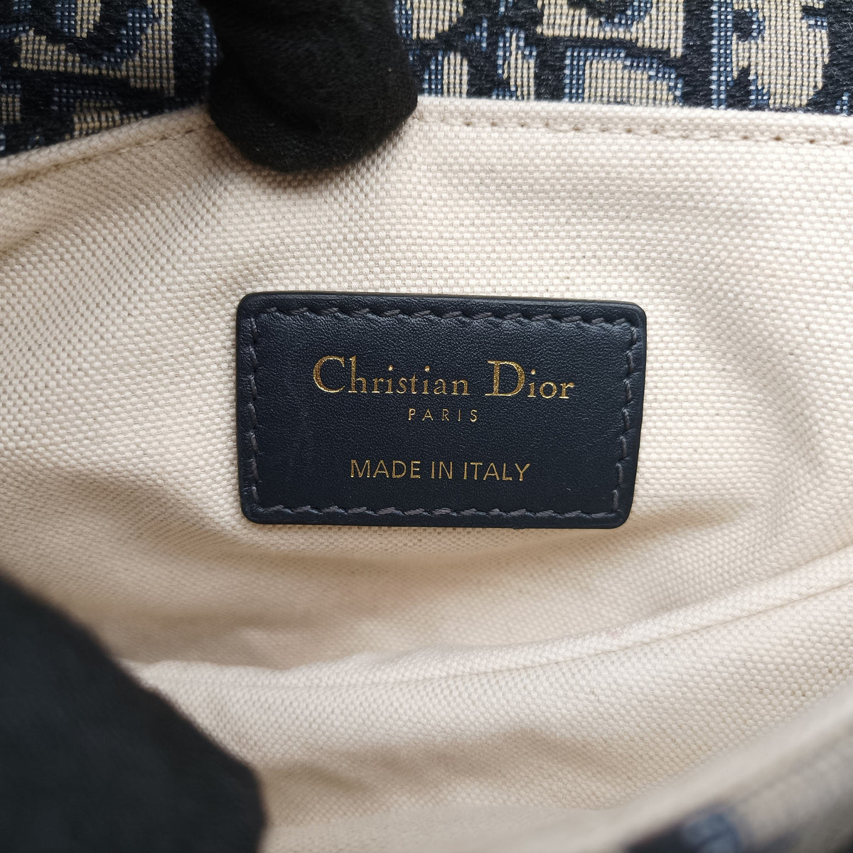 Pre-owned Christian Dior Saddle Navy Jacquard × Leather  shoulderbag | stylenewstar