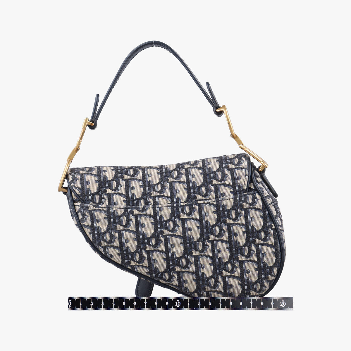 Pre-owned Christian Dior Saddle Navy Jacquard × Leather  shoulderbag | stylenewstar