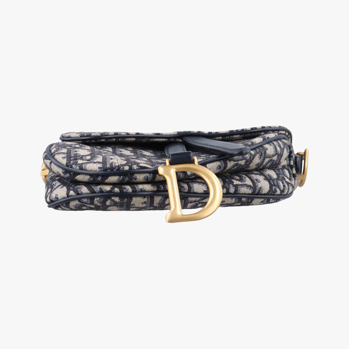 Pre-owned Christian Dior Saddle Navy Jacquard × Leather  shoulderbag | stylenewstar