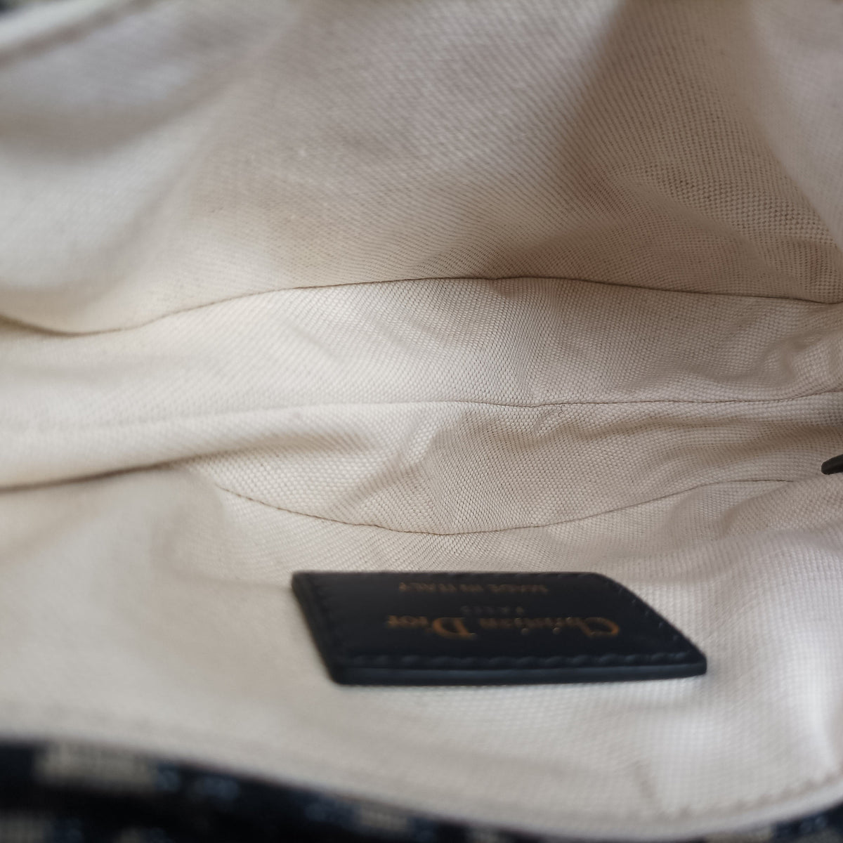 Pre-owned Christian Dior Saddle Navy Jacquard × Leather  shoulderbag | stylenewstar