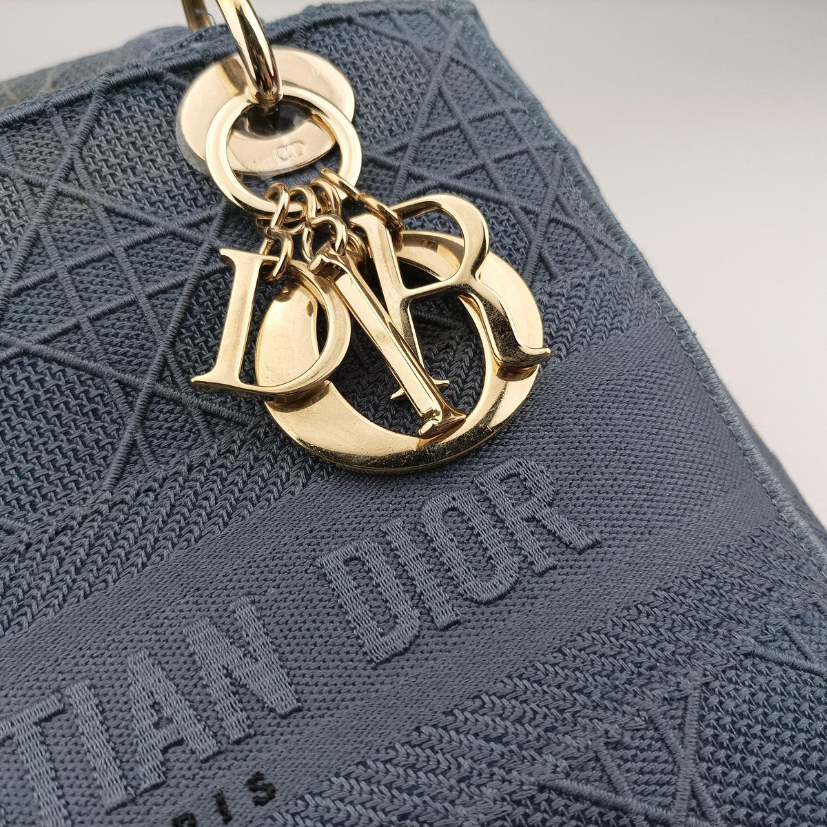 Secondhand Christian Dior Lady Dior D-lite Blue Jacquard  shoulderbag | stylenewstar