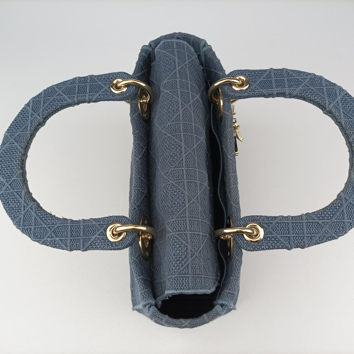 Secondhand Christian Dior Lady Dior D-lite Blue Jacquard  shoulderbag | stylenewstar