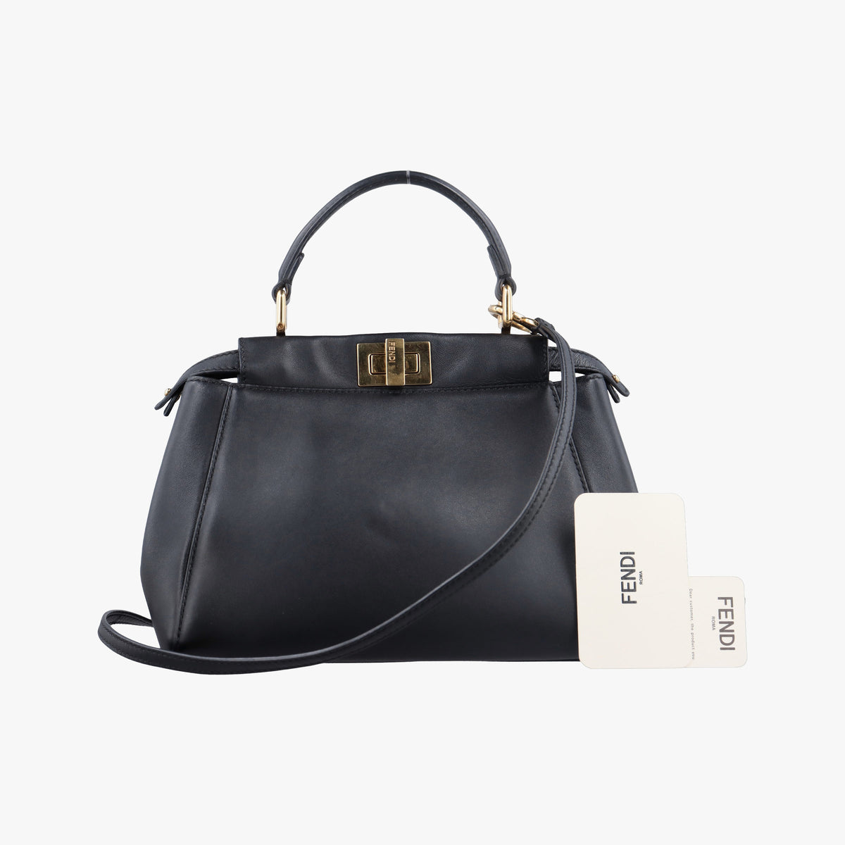 Pre-owned Fendi PEEKABOO Black Leather 8BN244 shoulderbag | stylenewstar